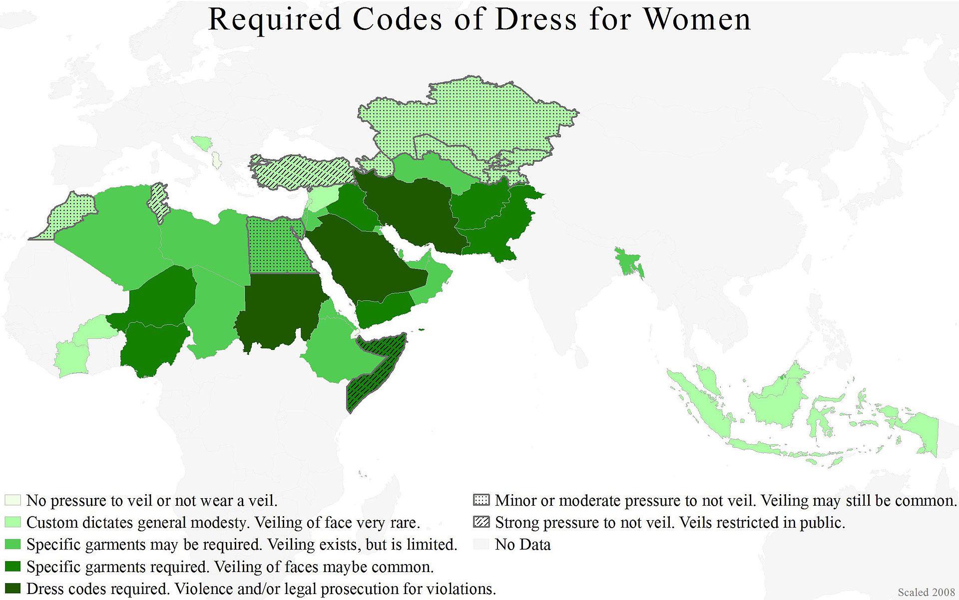 Global Required Dress Codes for Women r/MapPorn