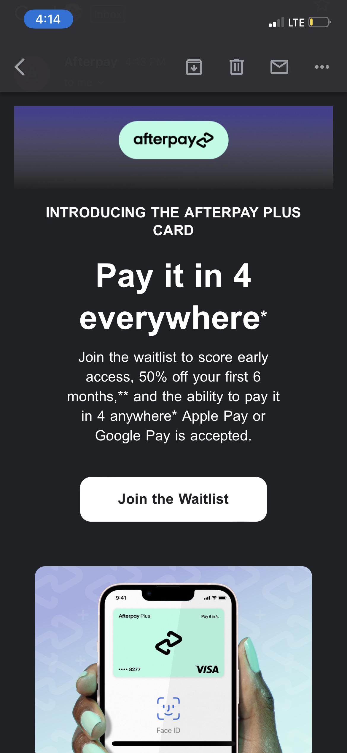 Uh oh. This will be interesting in my YNAB Budget. Afterpay will have a