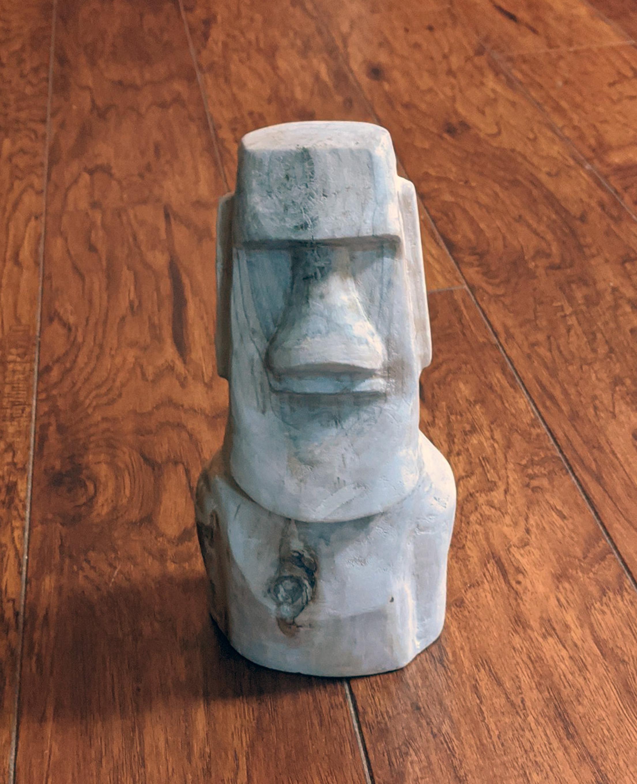 I carved this little moai (Easter Island head) out of willow wood. Willow is a wonderful soft