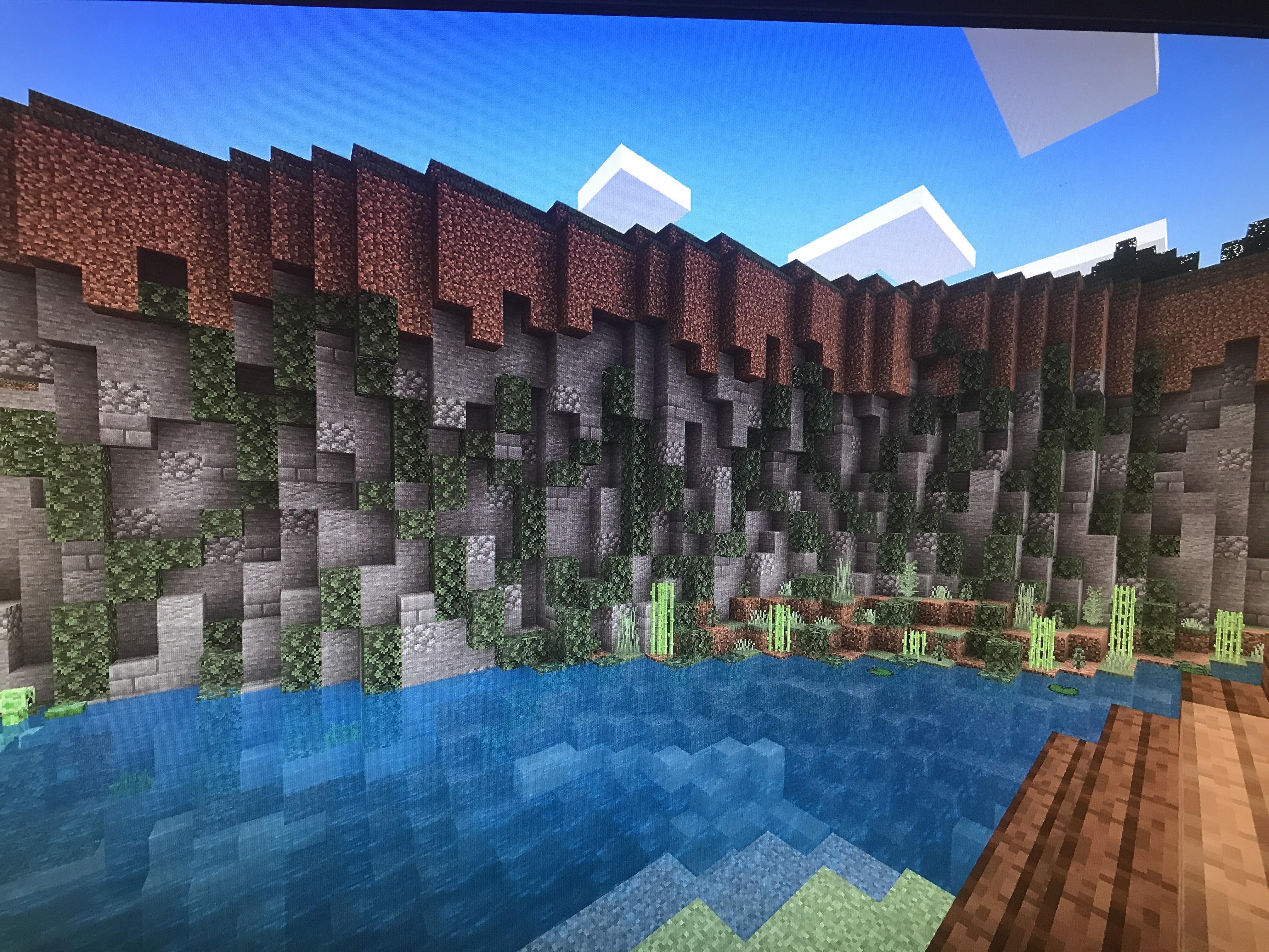 I tried to terraform a custom cliff. It’s not perfect but i’m pretty proud of myself Minecraft