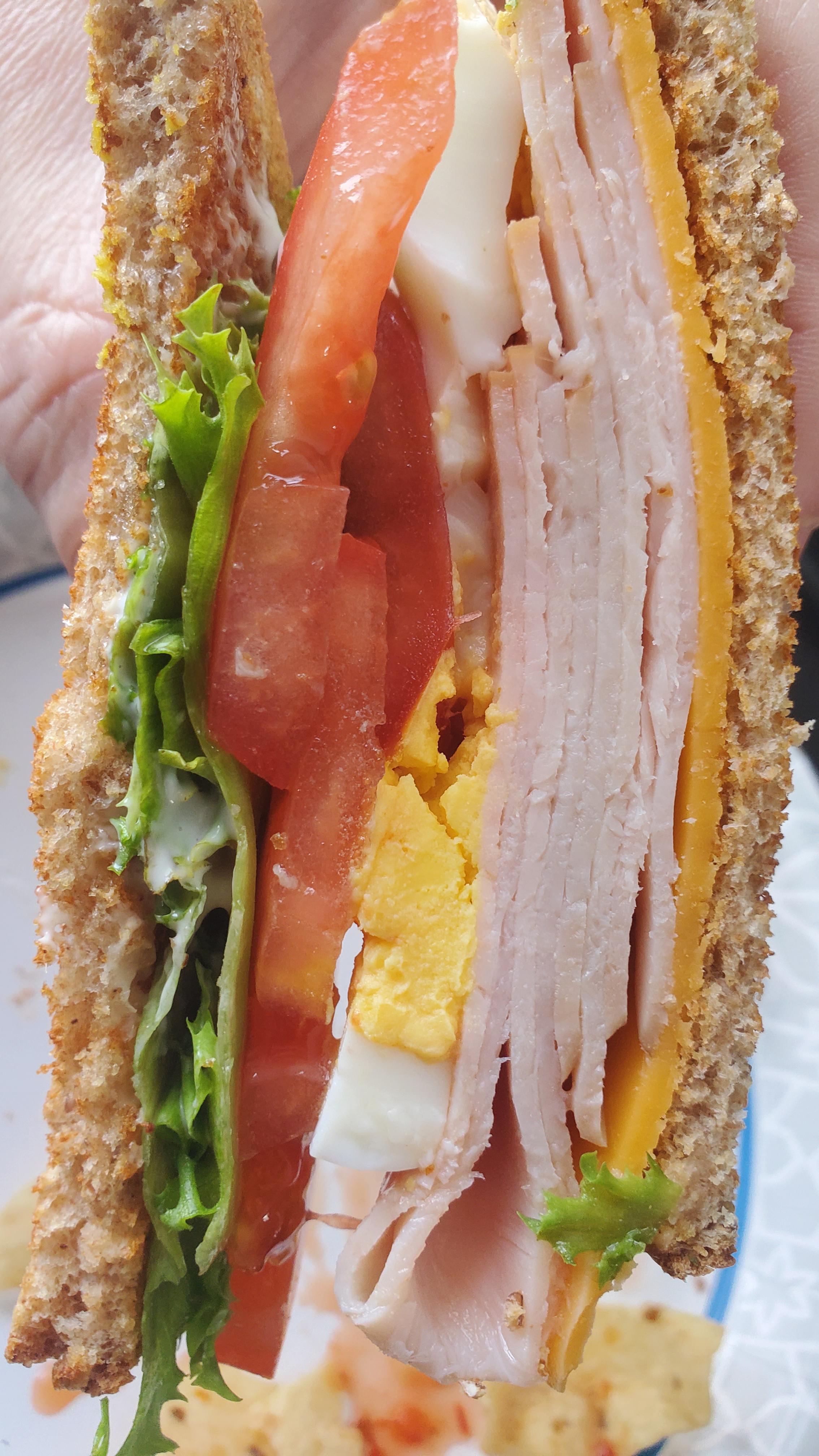 [Homemade] Turkey sandwich on whole wheat bread with mayonnaise