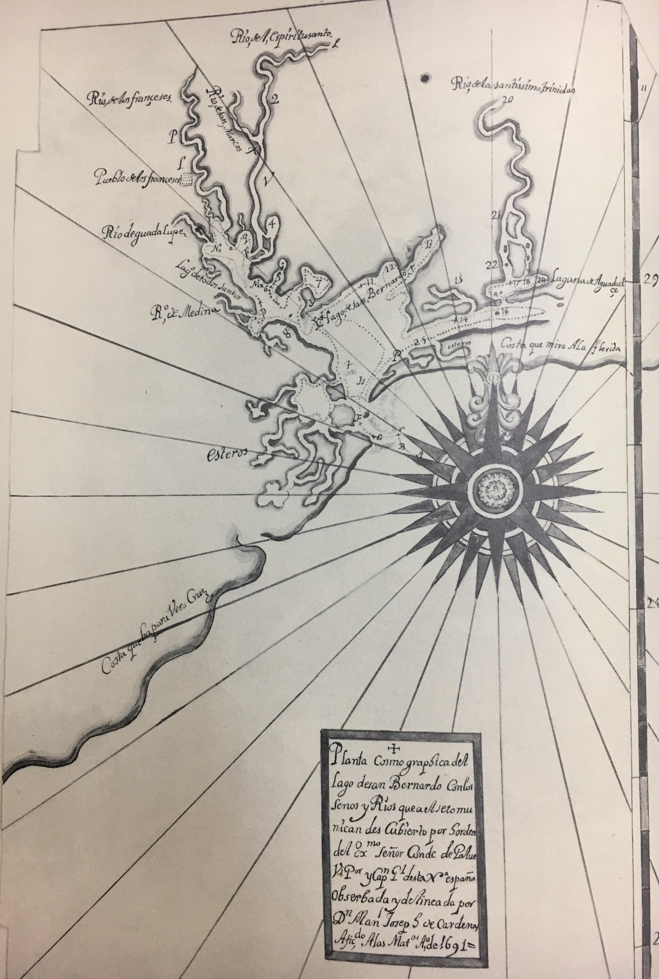 Matagorda Bay, Texas 1691 (shows the location of the French 1684