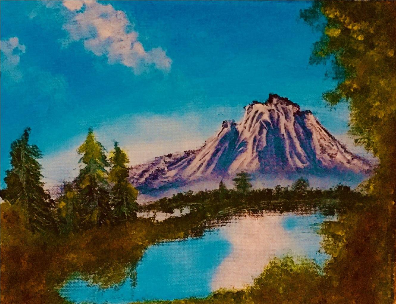 first painting with Bob Ross (watercolor). HappyTrees