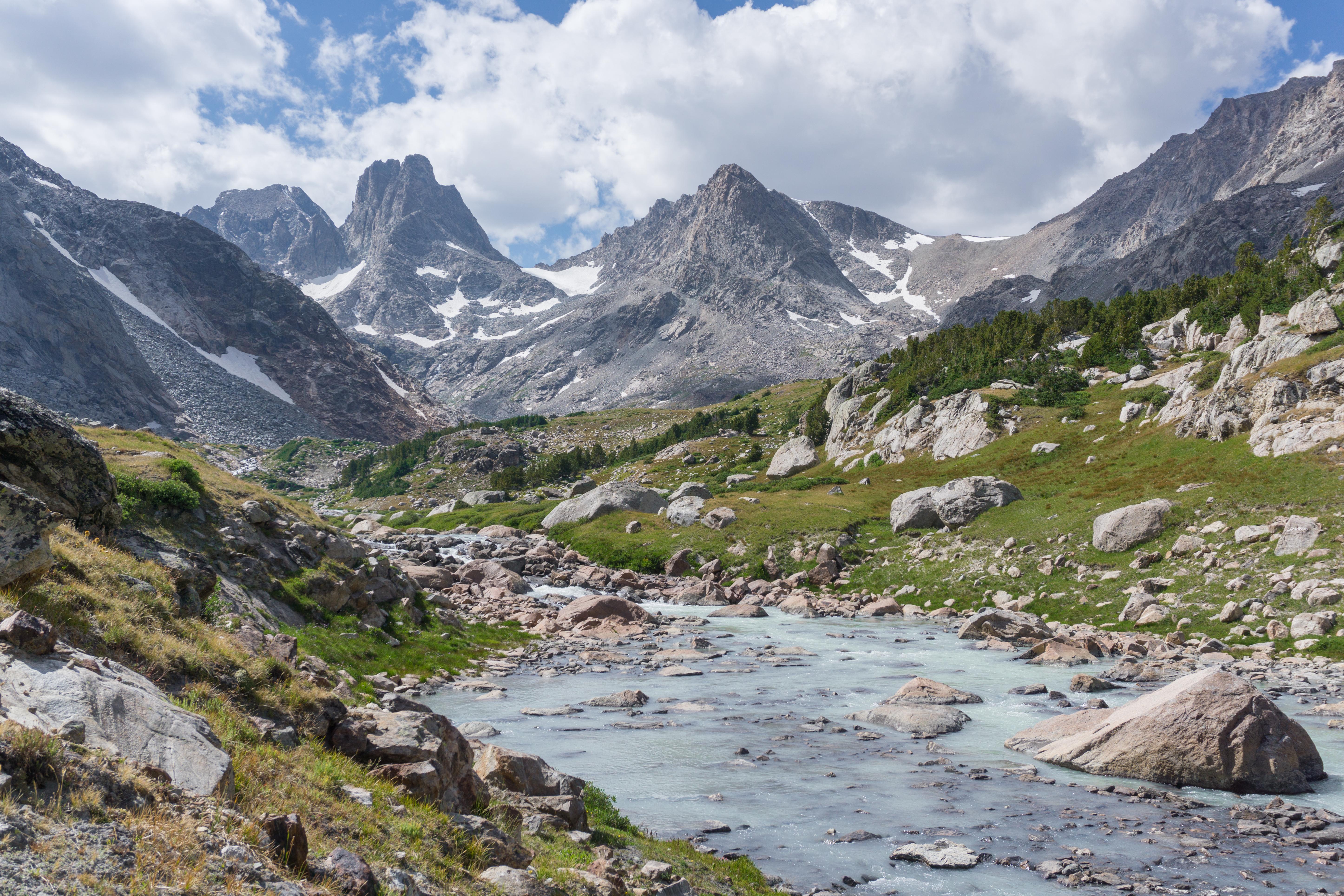 The milky headwaters of the North Fork Bull Lake Creek, Wind River