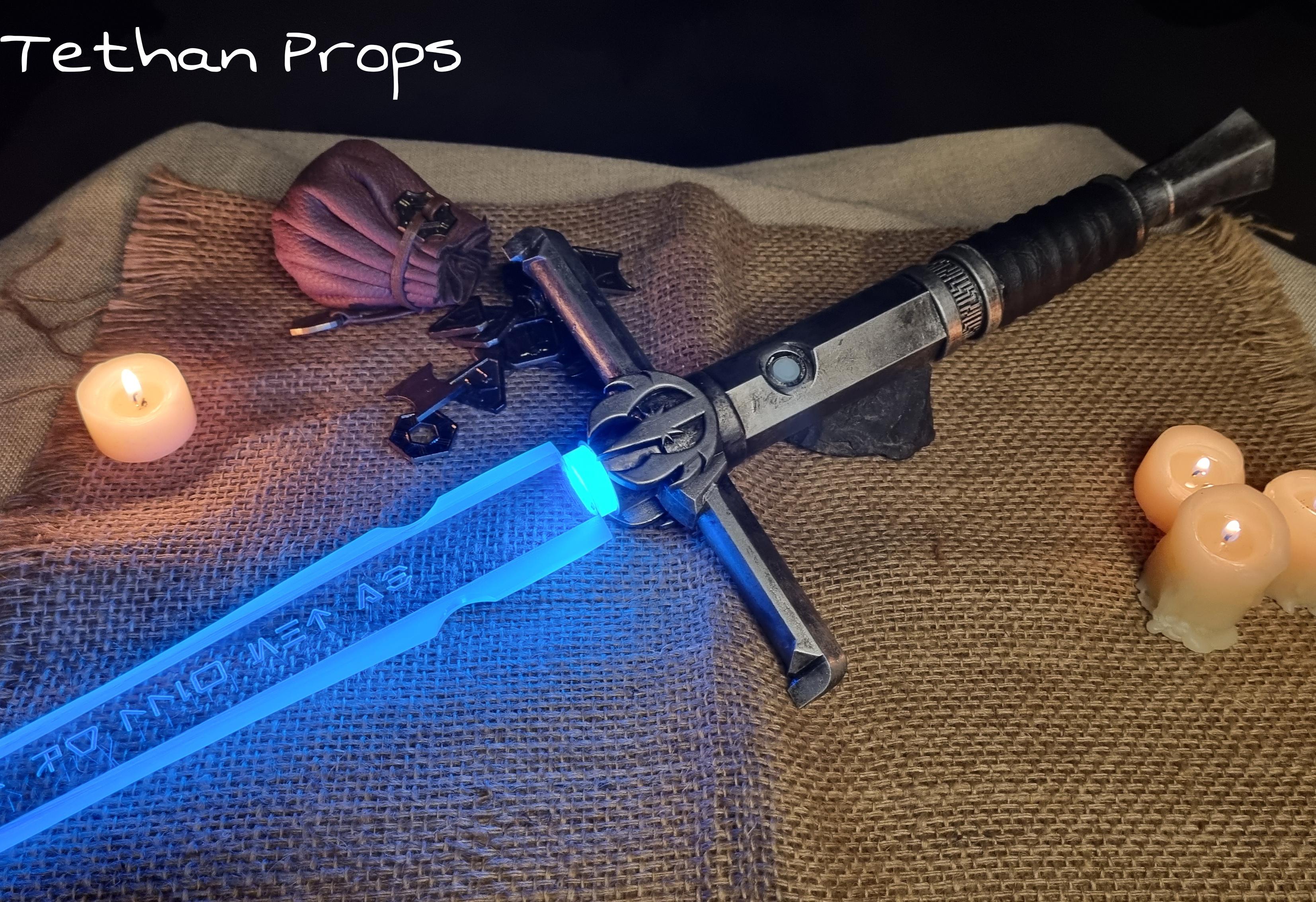 A medival lightsaber I made with a custom acrylic blade r/starwarsmemes