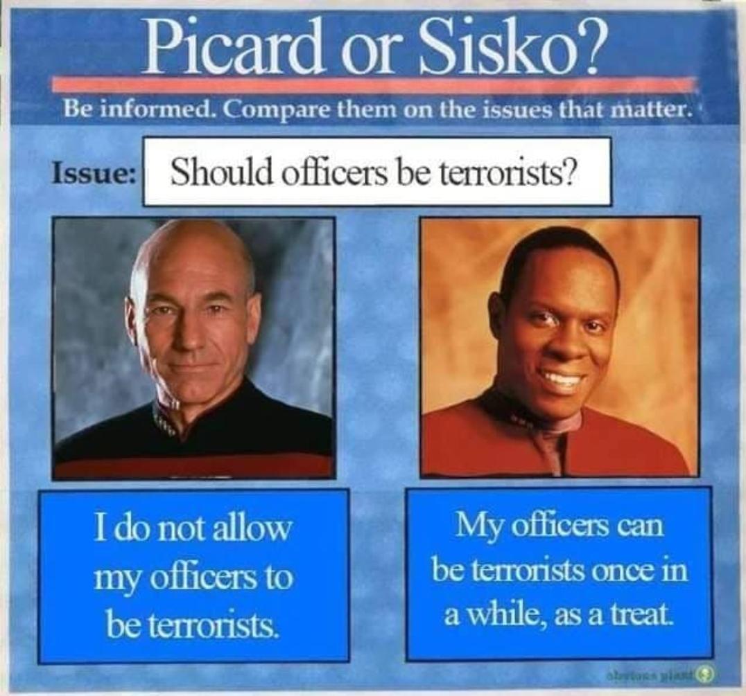 Terrorism is good for morale. DeepSpaceNine