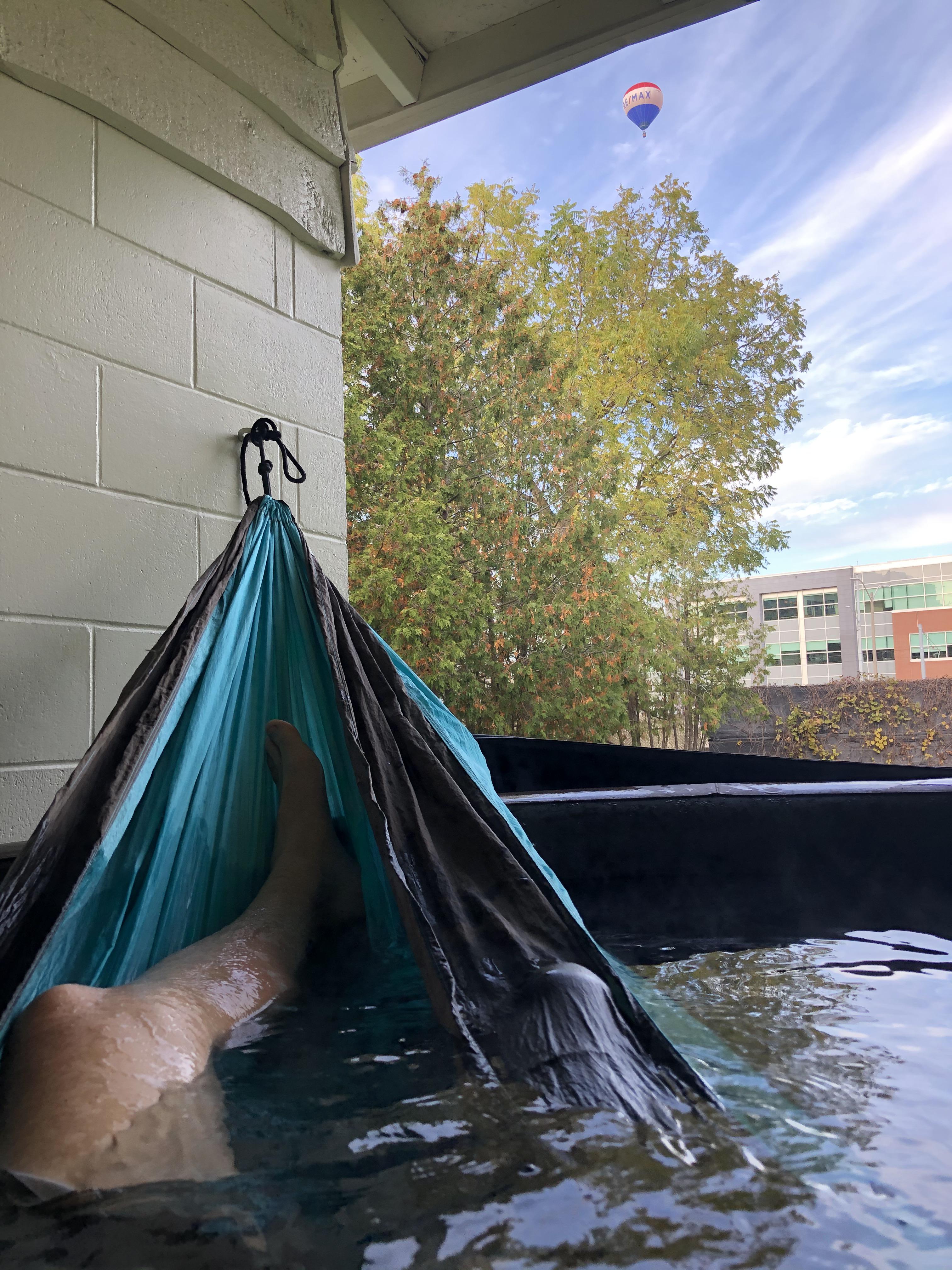 hammock hot tubing! extra amazing r/hottub