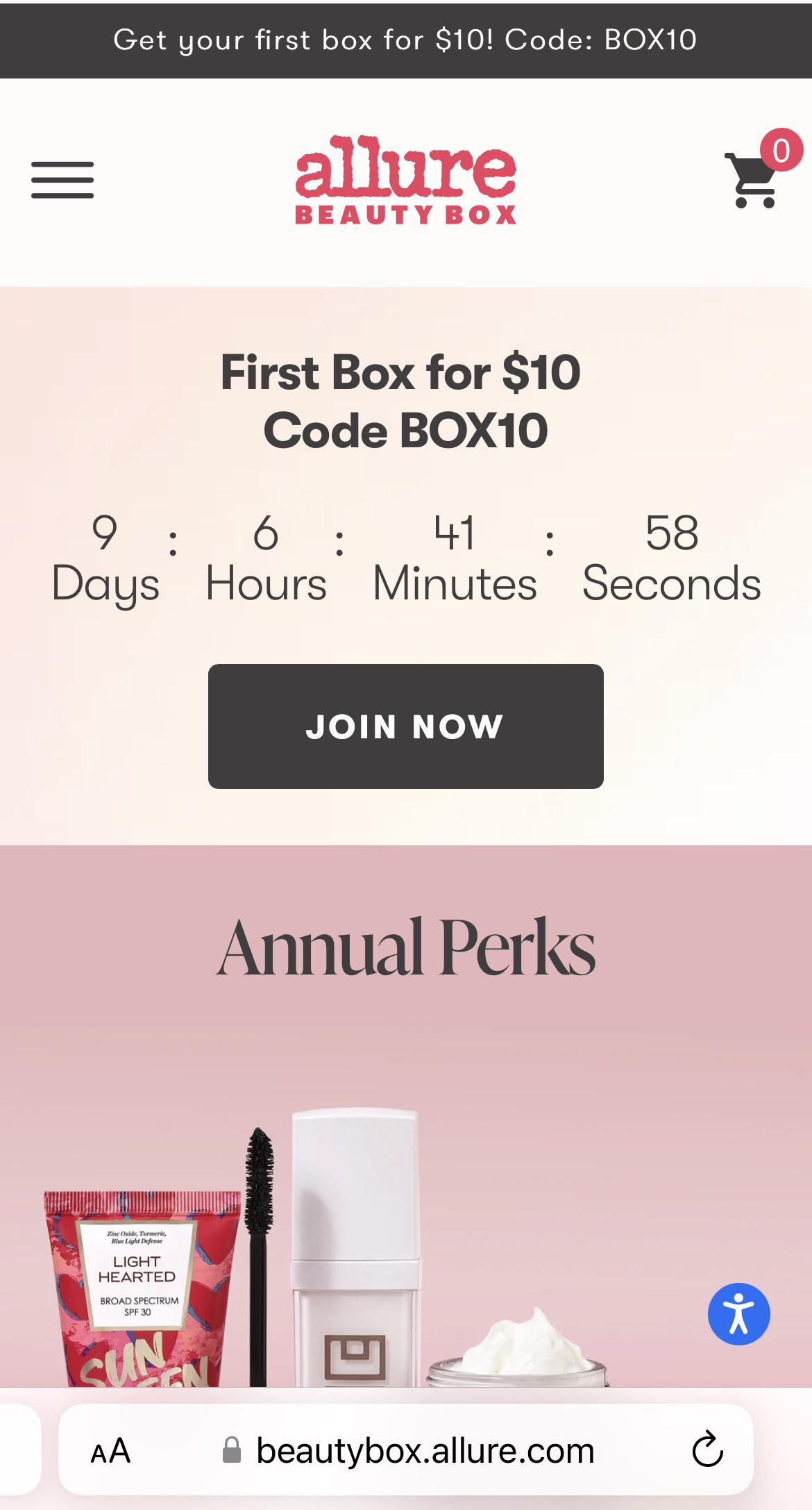 Only 10 for first Allure box with code BOX10! I snagged one. r