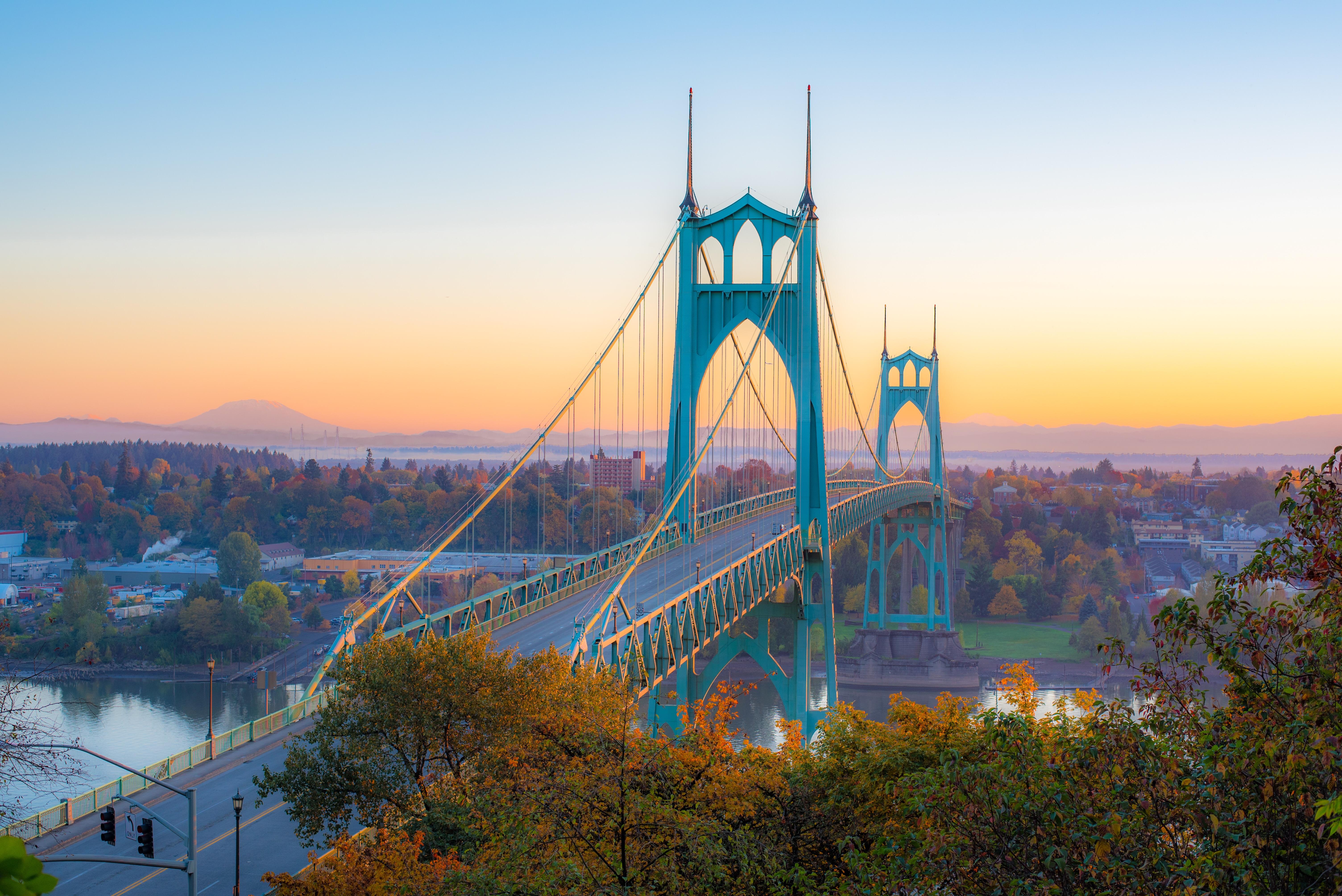 Greatest autumn, sunrise at St. Johns Bridge r/Portland