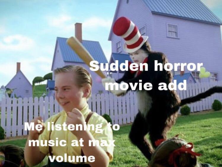 Cat in the hat about to hit guy from behind with a bat r