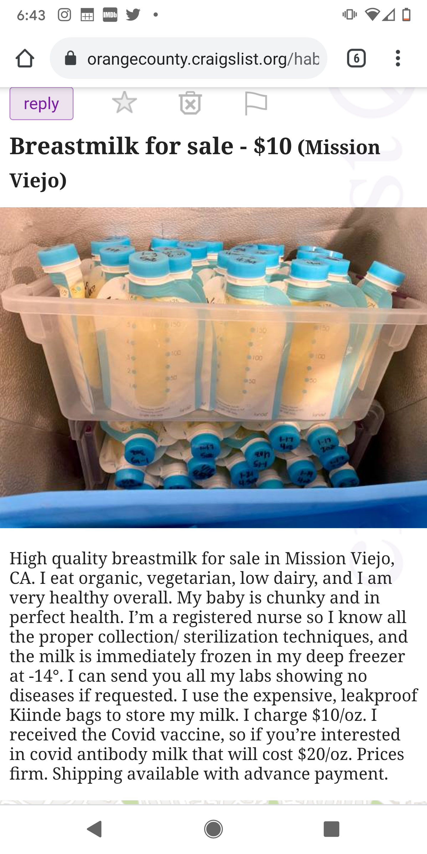 Breast milk for sale r/CrackheadCraigslist