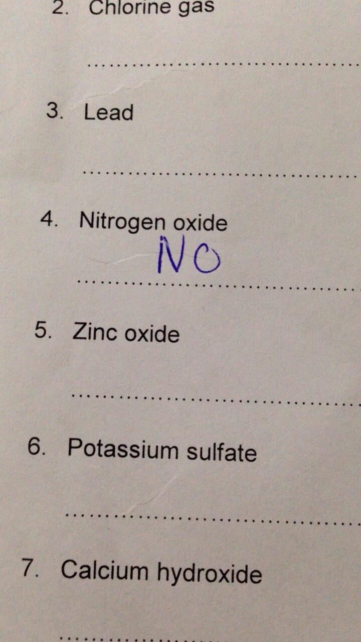 Write the nitrogen oxide formula r/puns