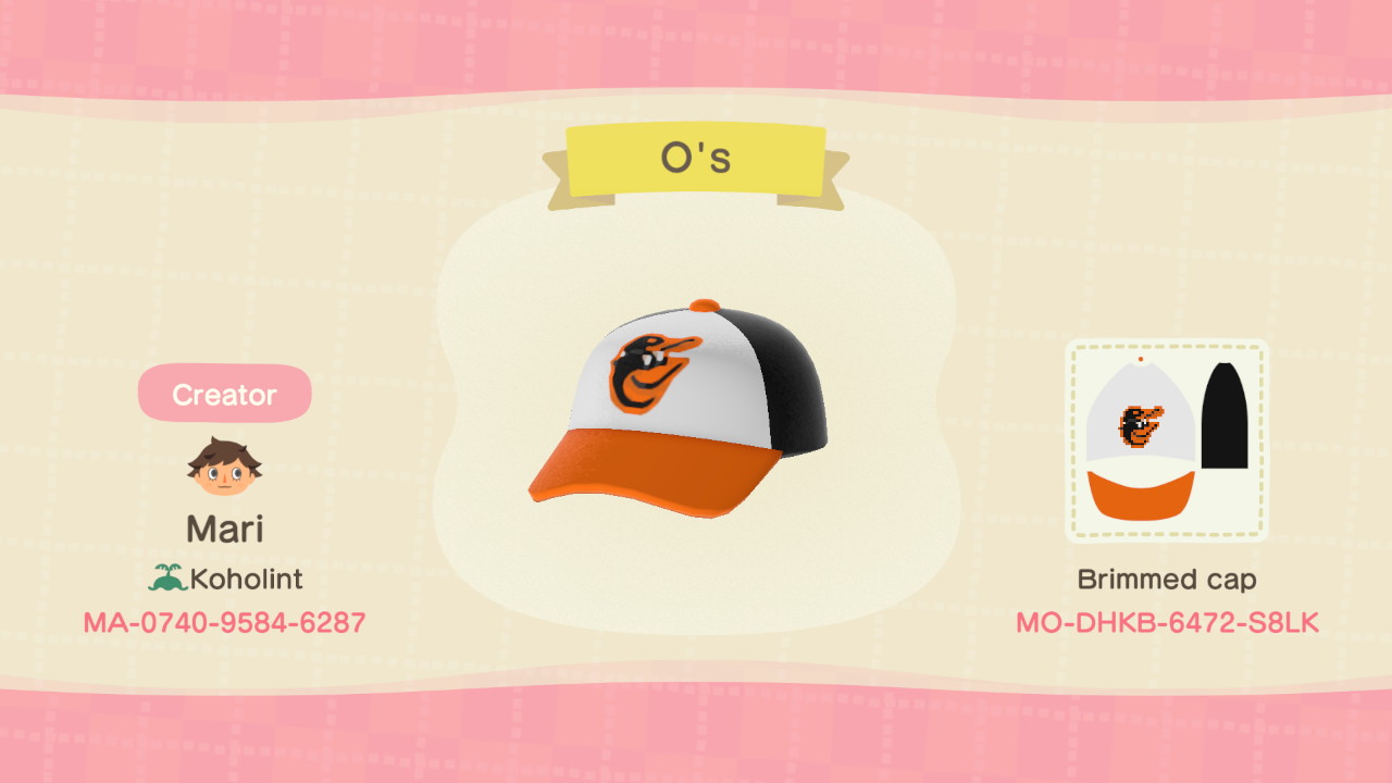 Made an O's hat in Animal Crossing if y'all wanted it! orioles