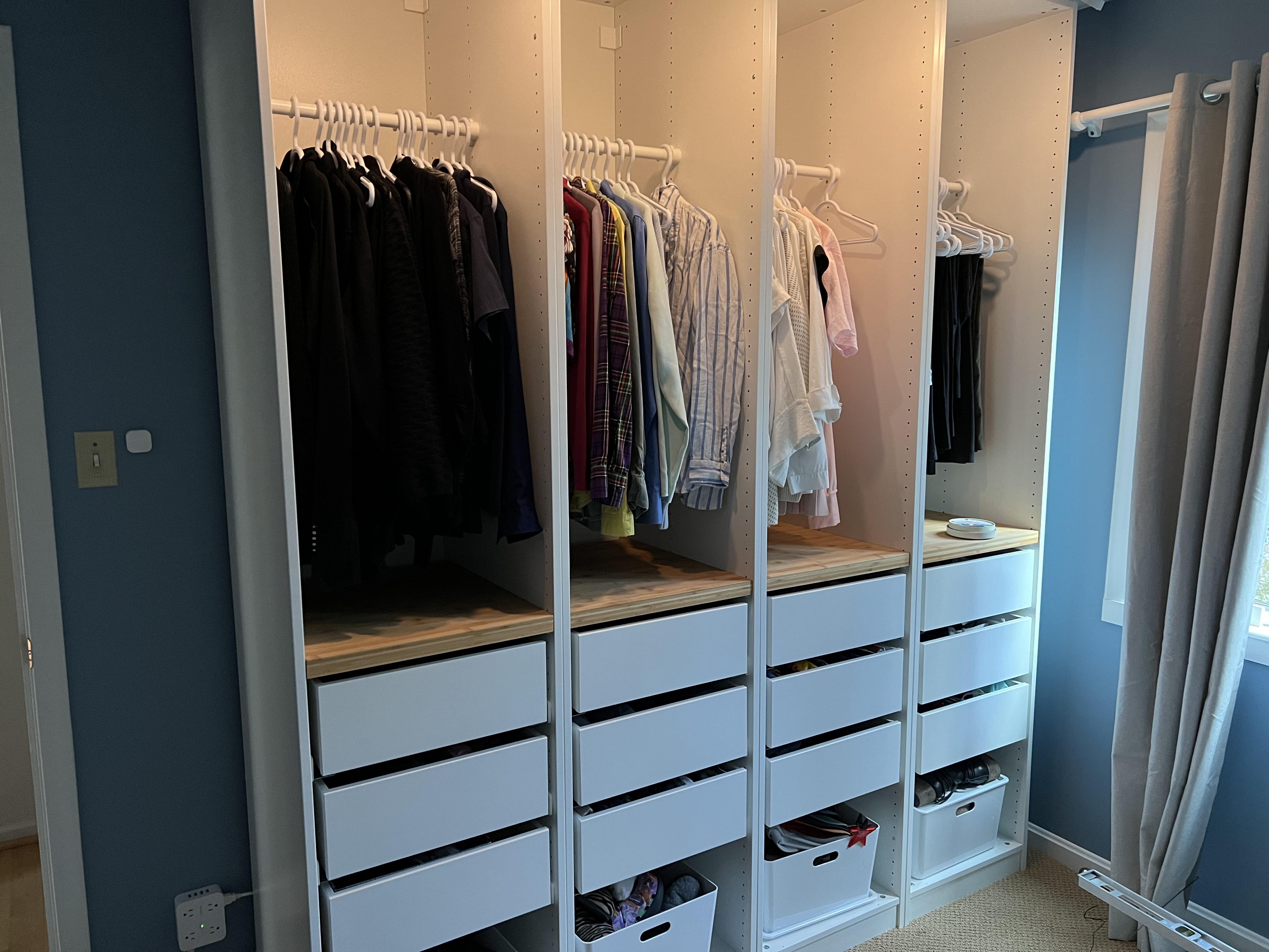 Pax shelves not in stock, so I used IKEA cutting boards instead. Almost