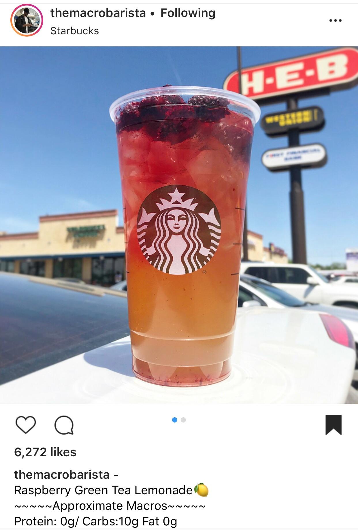40 calorie Venti green tea lemonade courtesy of TheMacroBarista on