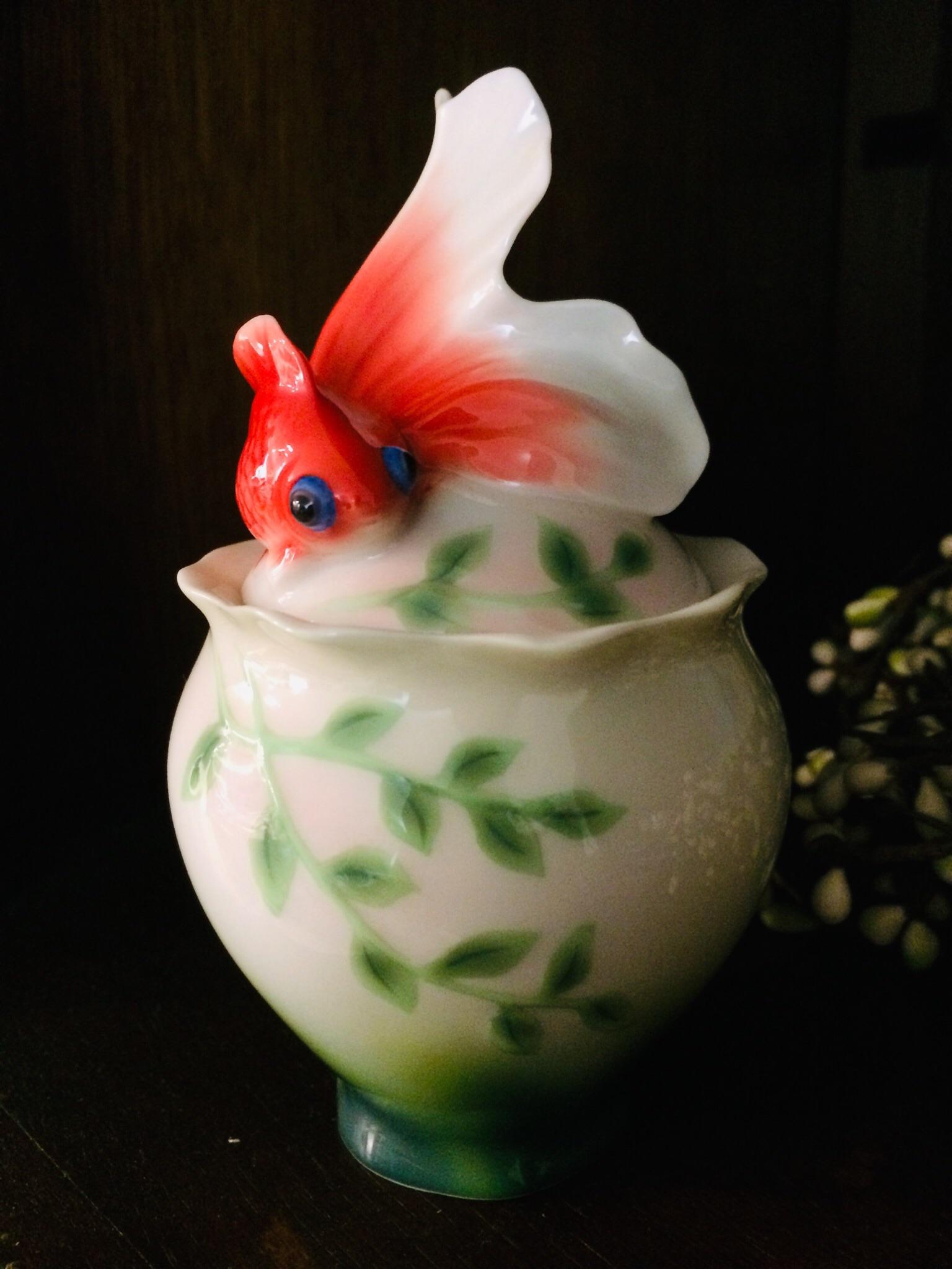 Franz porcelain goldfish sugar jar in perfect condition for 4.99
