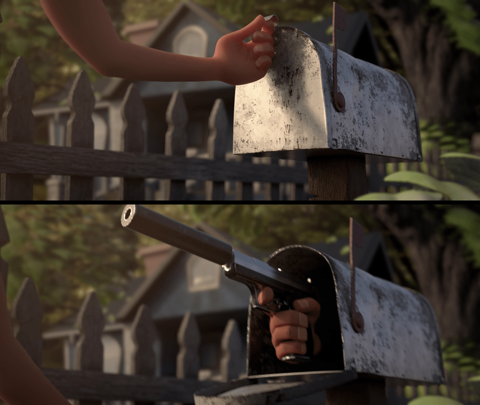 Gun in a mailbox from the short film "The Box Assassin (2020)" r