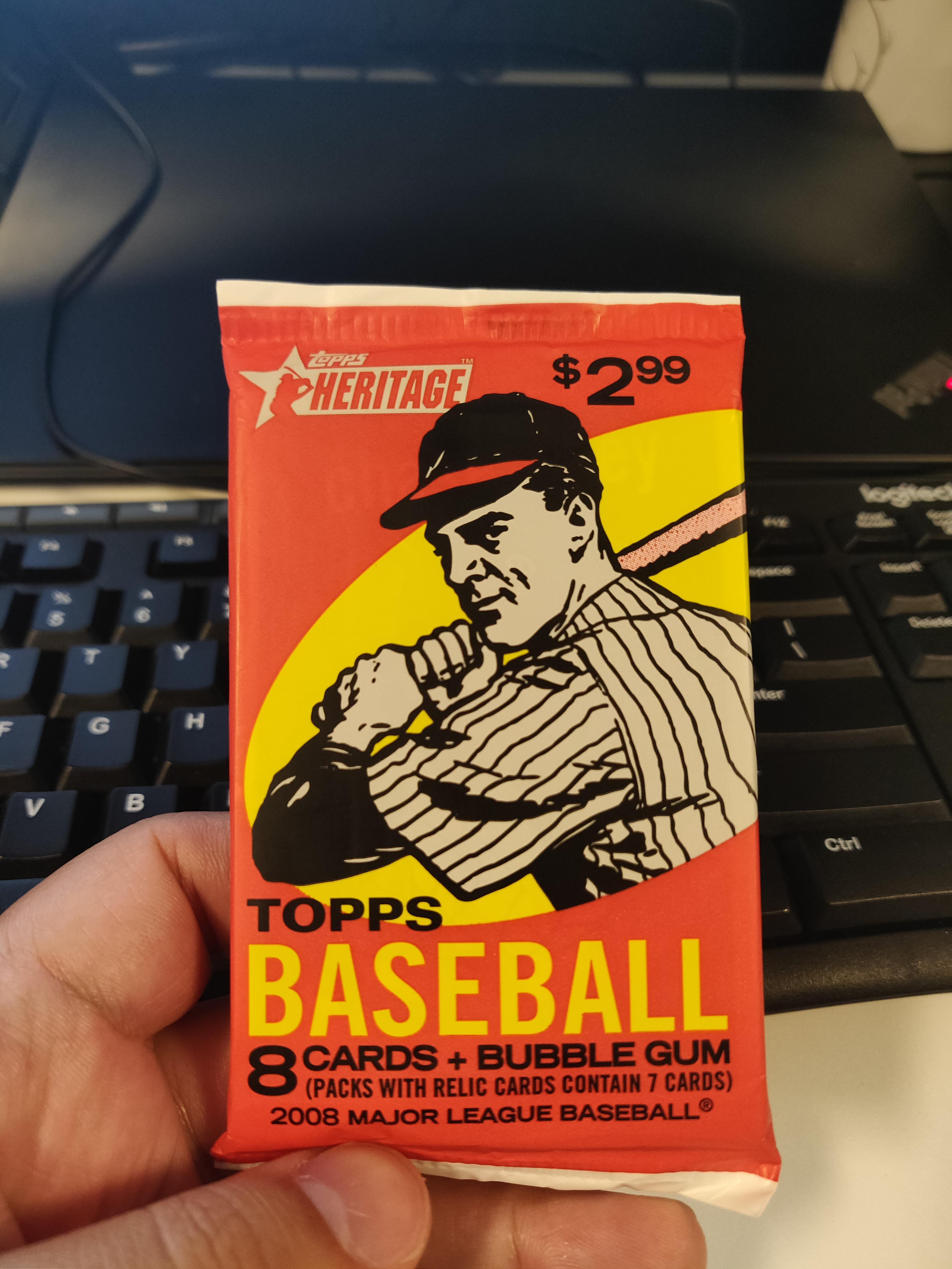 Found an unopened pack of 2008 Topps Heritage cards r/baseball