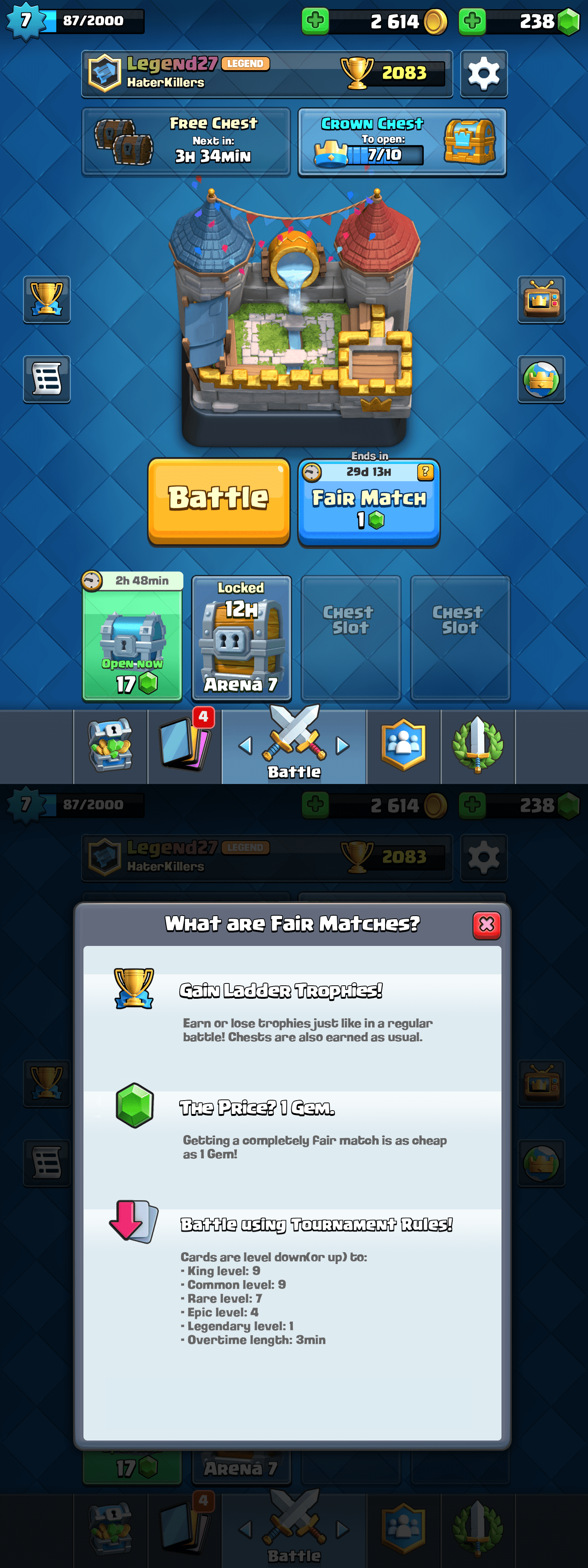 [IDEA] FAIR MATCHES Ladder Matches Made Even! r/ClashRoyale