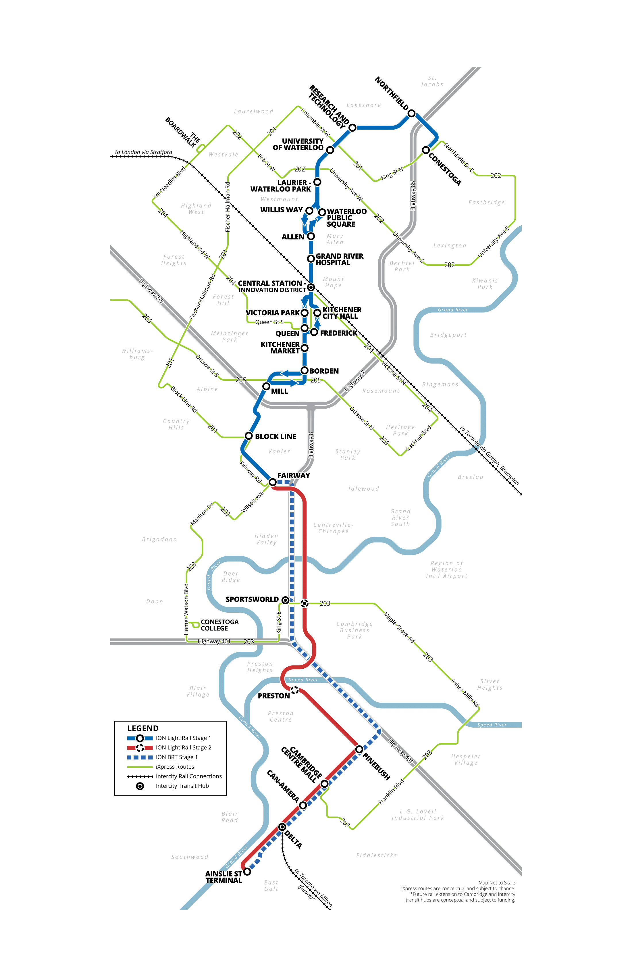 Ion Rapid Transit Light Rail System Map, Kitchener/Waterloo, Ontario MapPorn
