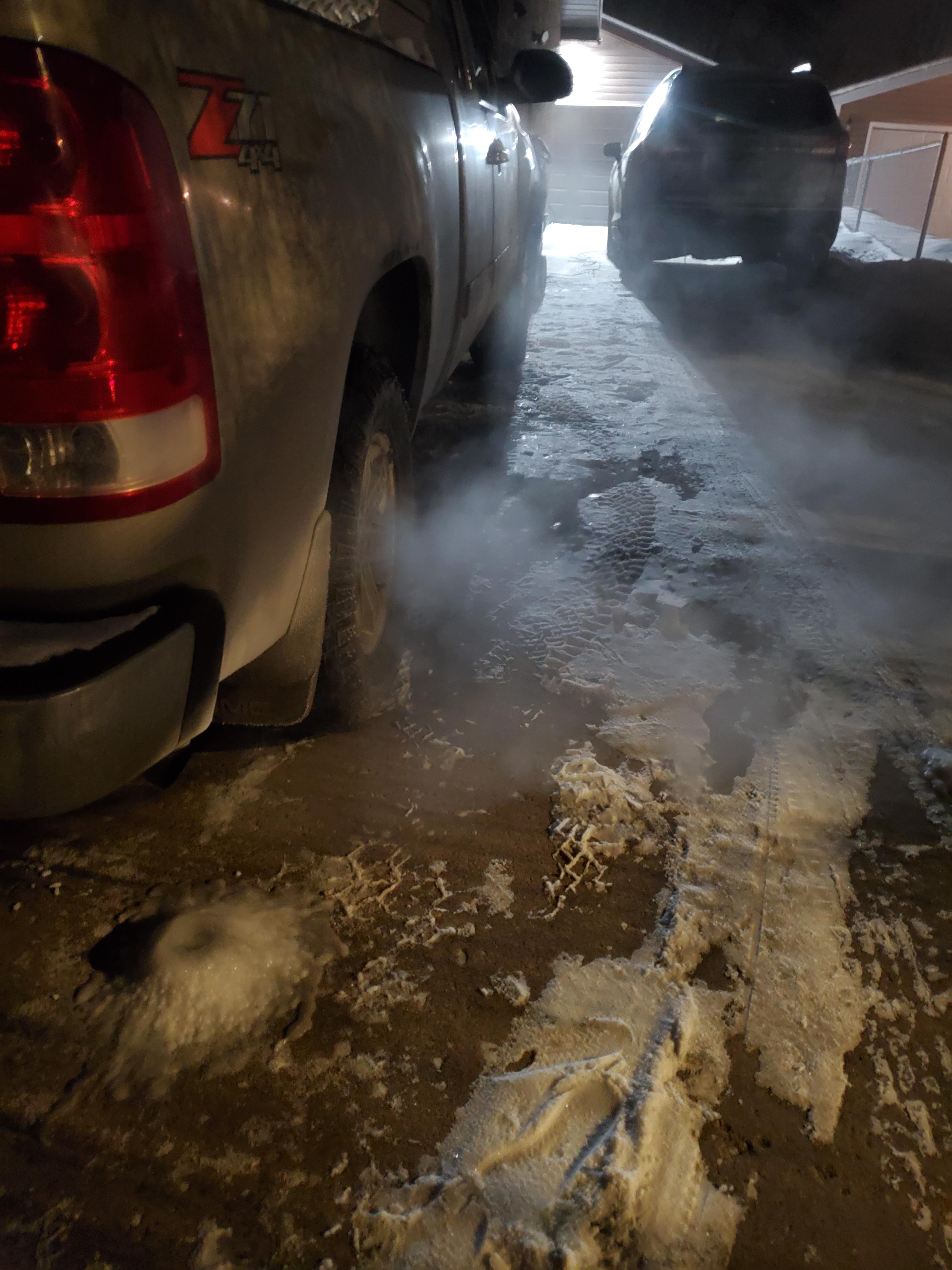 Battery died... because minus 50. Jumped started and idled to thaw/heat