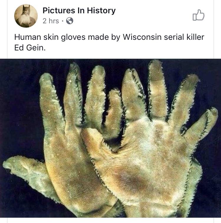 W2C these Ed Gein gloves? It’s getting colder outside so I need to keep