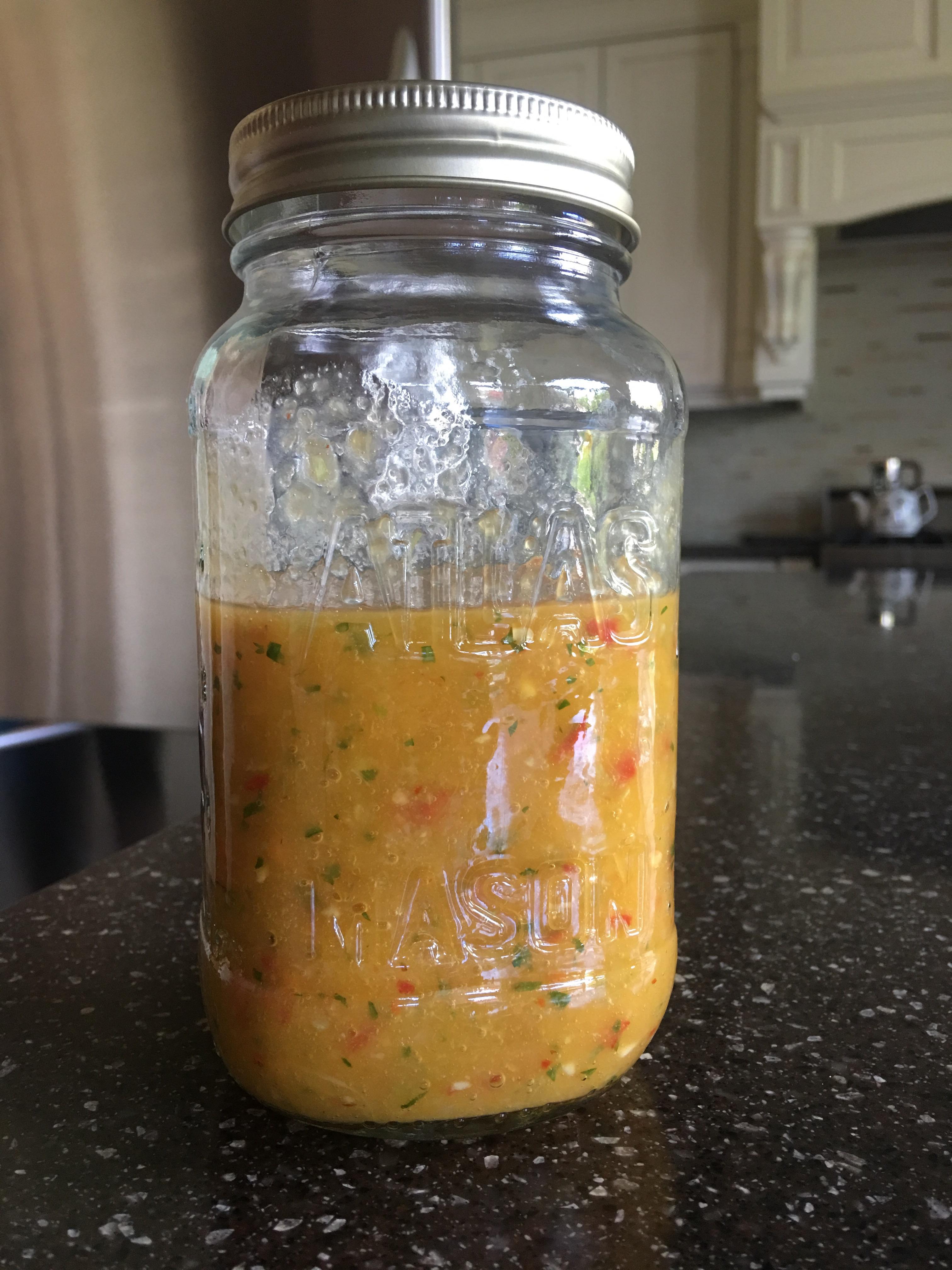 [Homemade] Habanero sauce with mango and pineapple. food