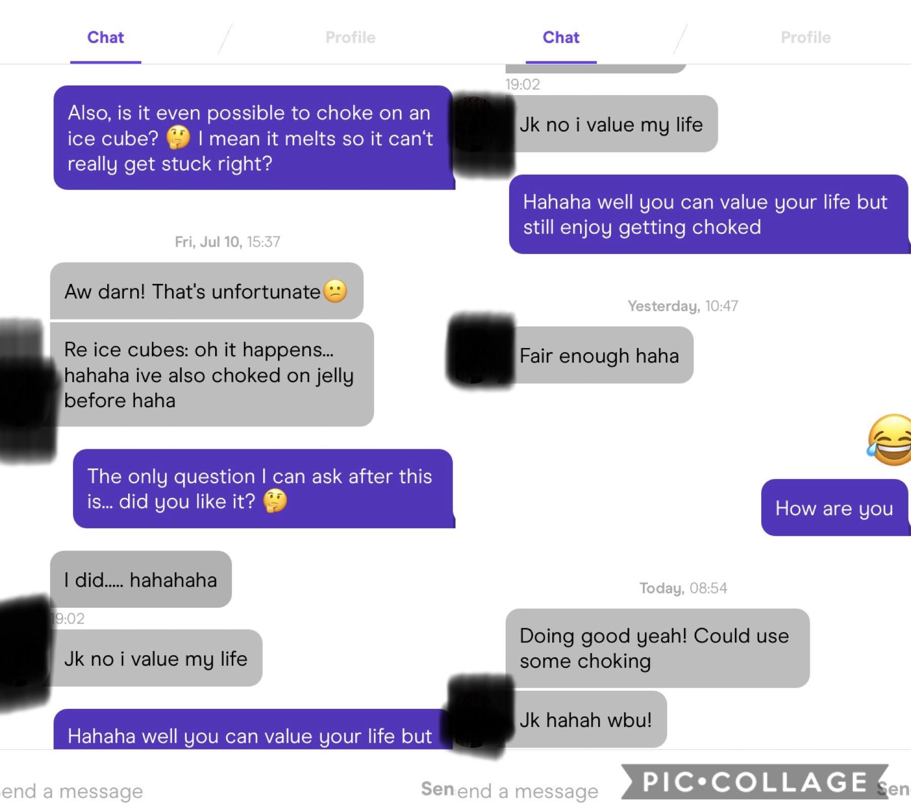 Her caption said „one of my irrational fears is choking on an ice cube