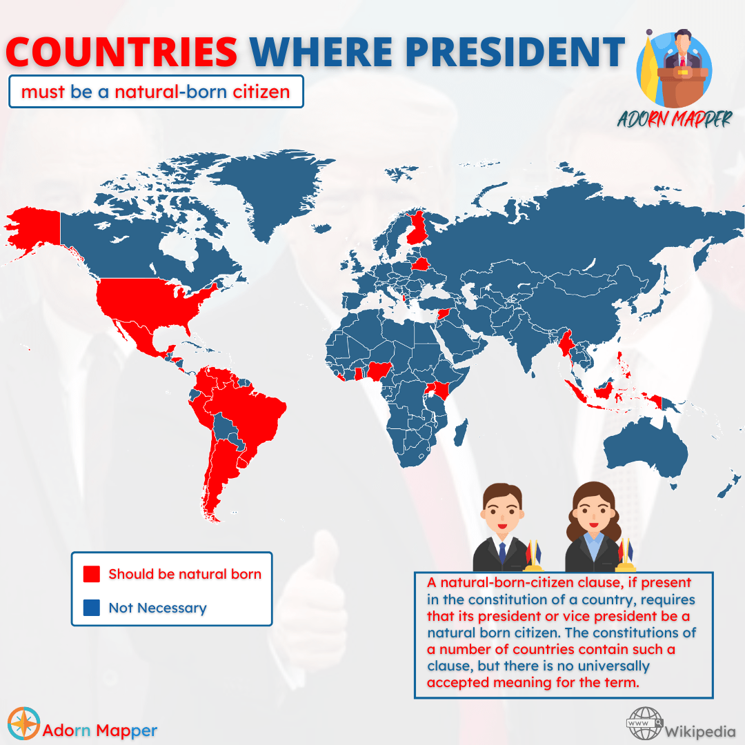 Countries where the president must be a natural born citizen 🏻 r/MapPorn