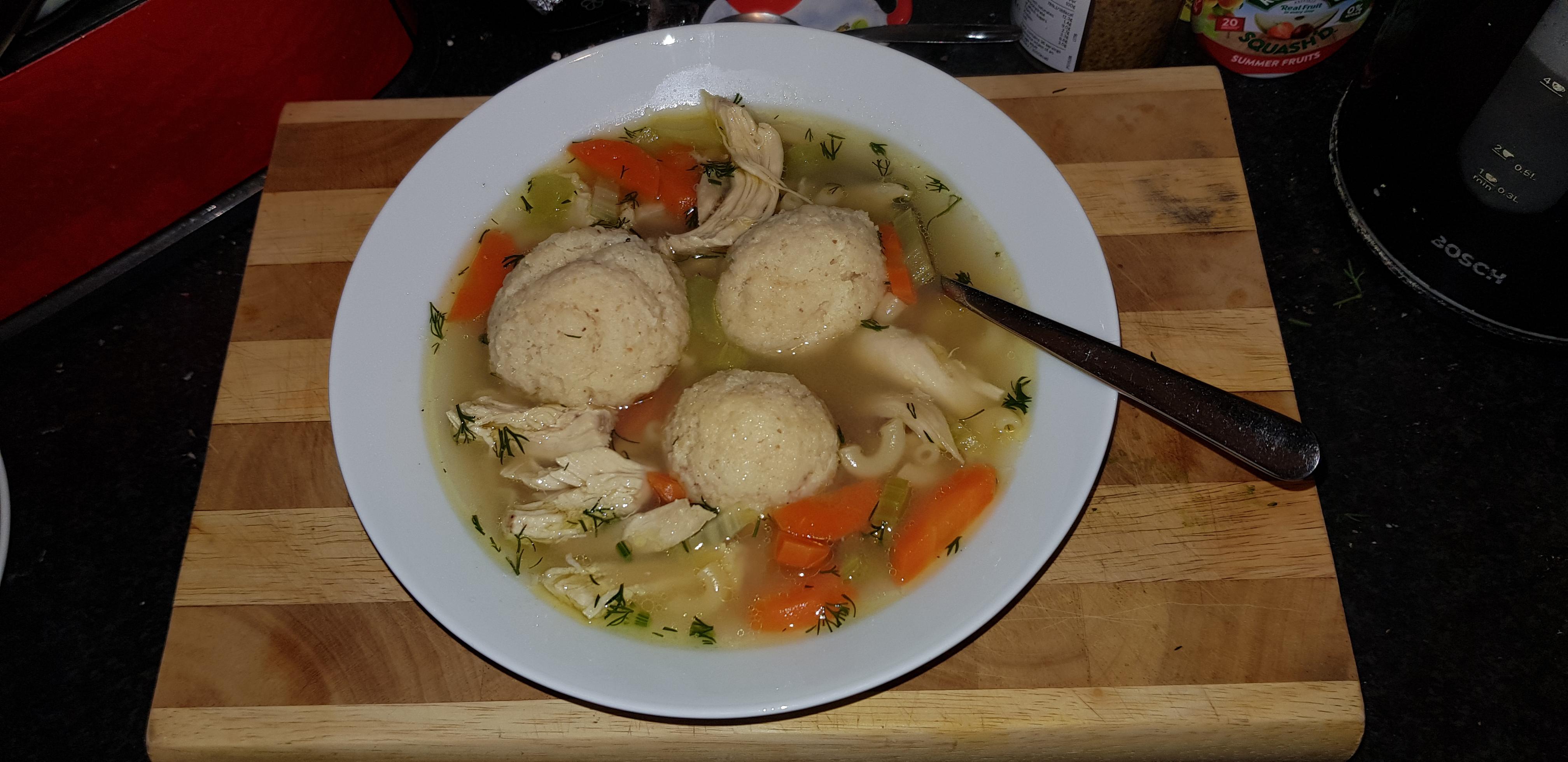 I made Molly's chicken noodle soup (hybrid with the best matzo ball soup) r/bon_appetit