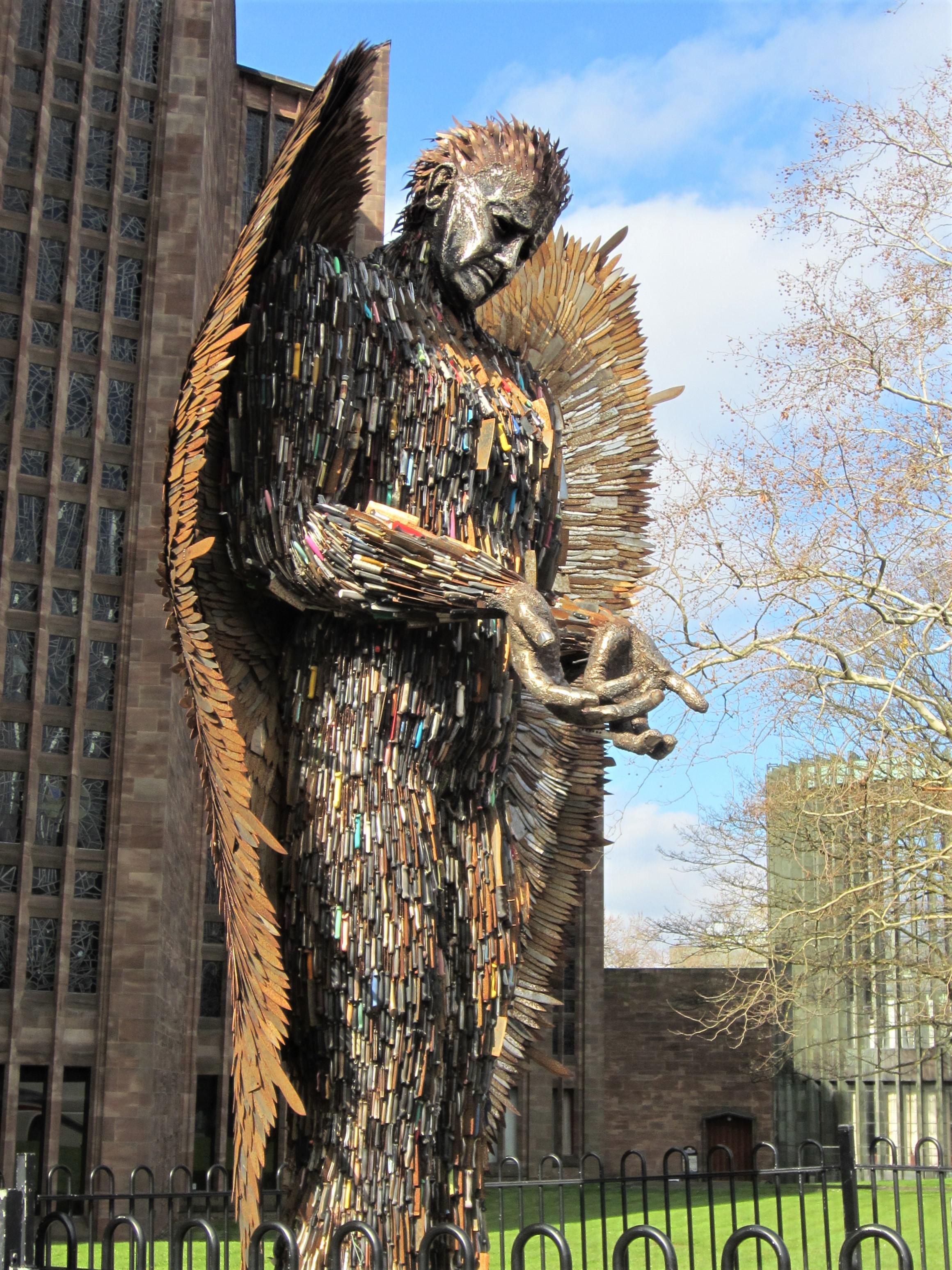 "Knife Angel" A sculpture formed of 100,000 knives by Alfie Bradley