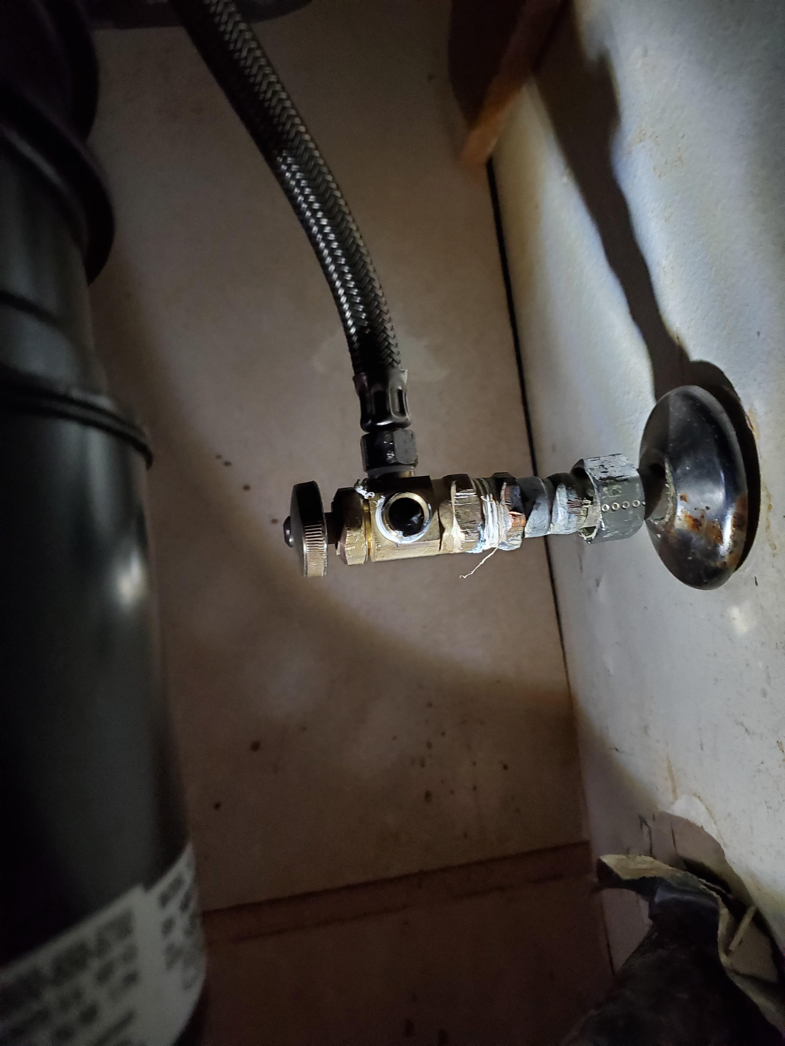Need help. Removed dishwasher water supply house, thought stop valve