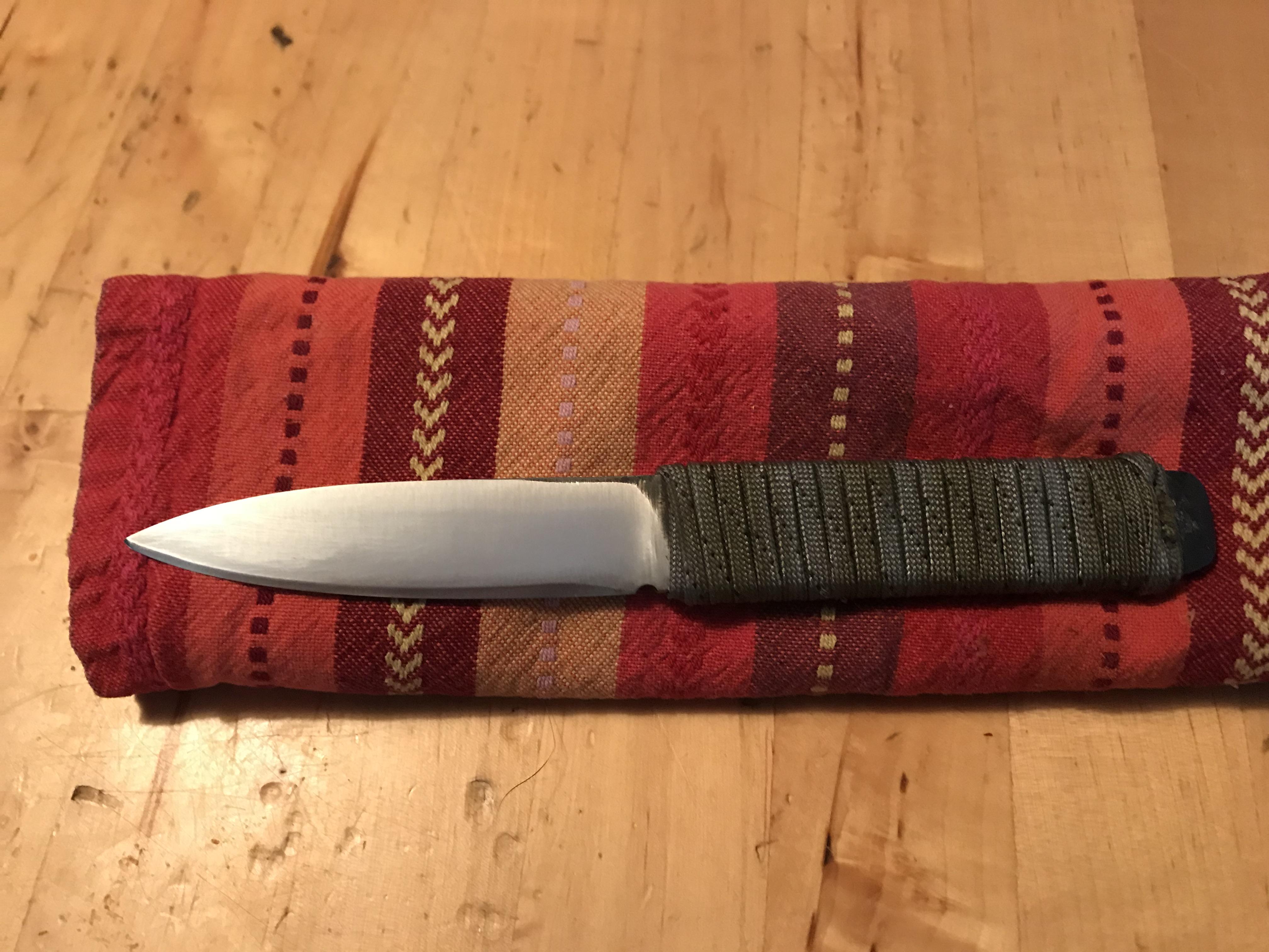 Nice little blade. 1/8’’ stock about 3/4’’ wide. Blade is about 3 1/2