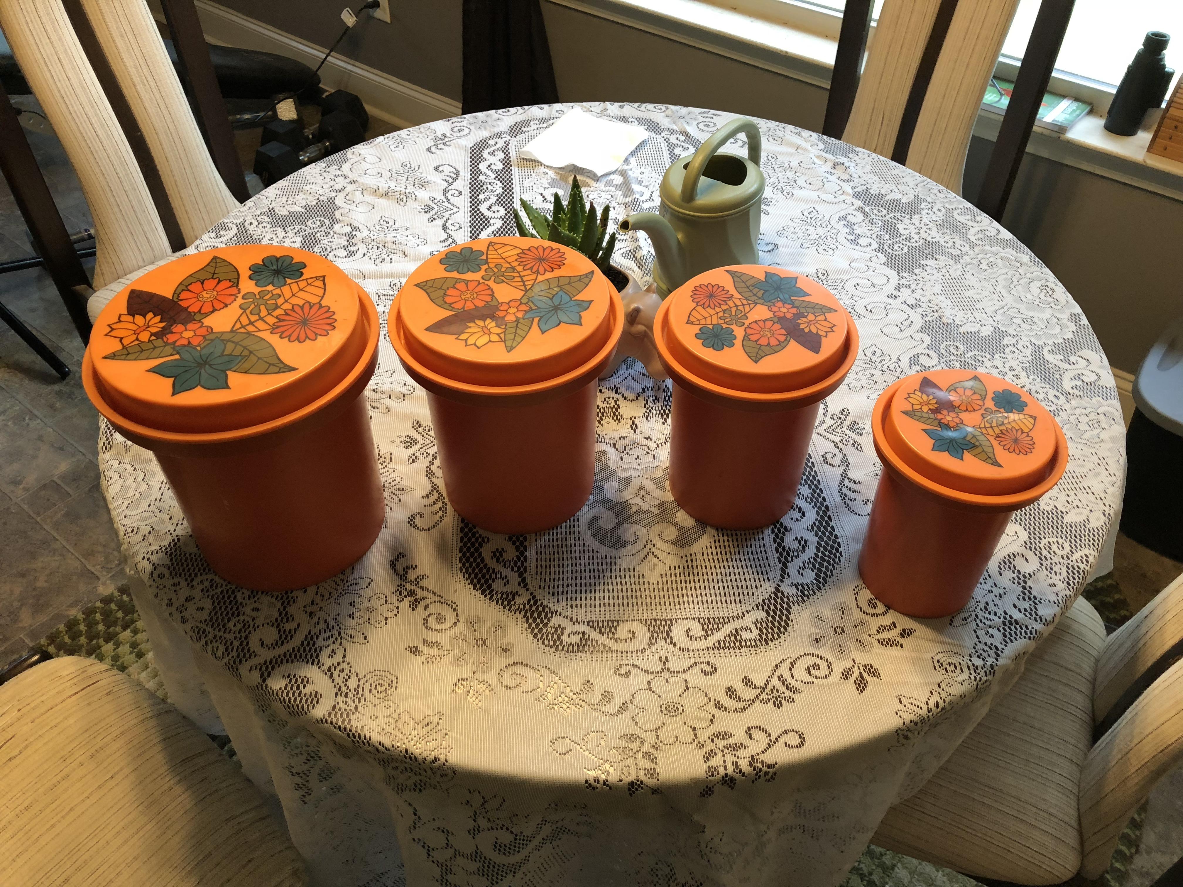 5 for vintage Rubbermaid brand canisters from Goodwill. r