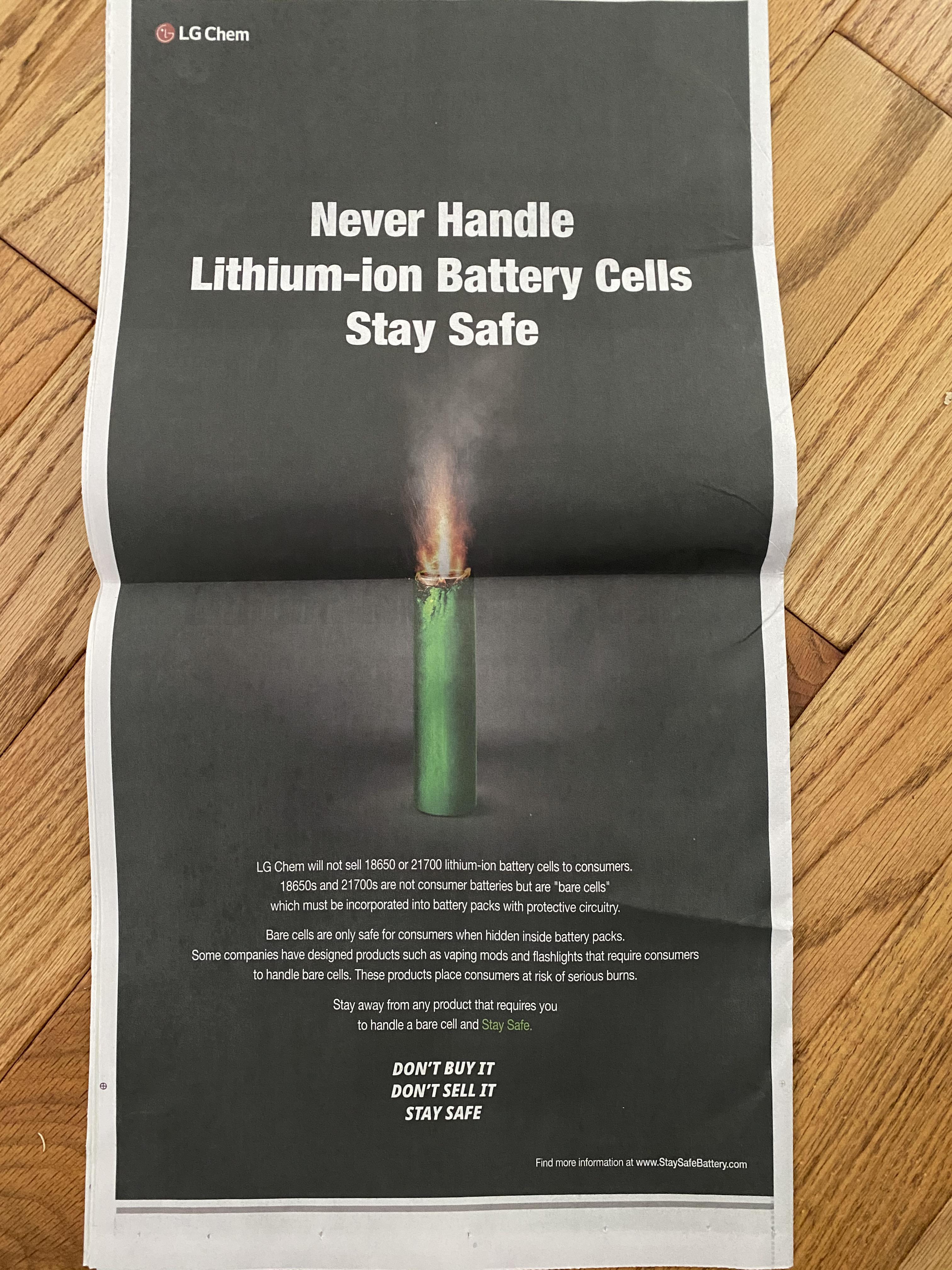I just was reading the paper and saw LG took out an ad in NYT warning
