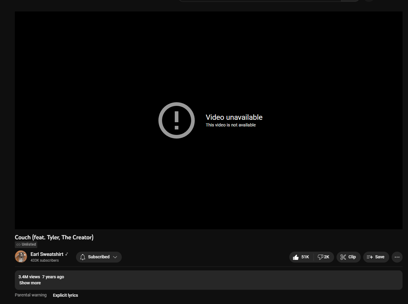 So uh, all of the songs from the Earl Mixtape were unlisted from the
