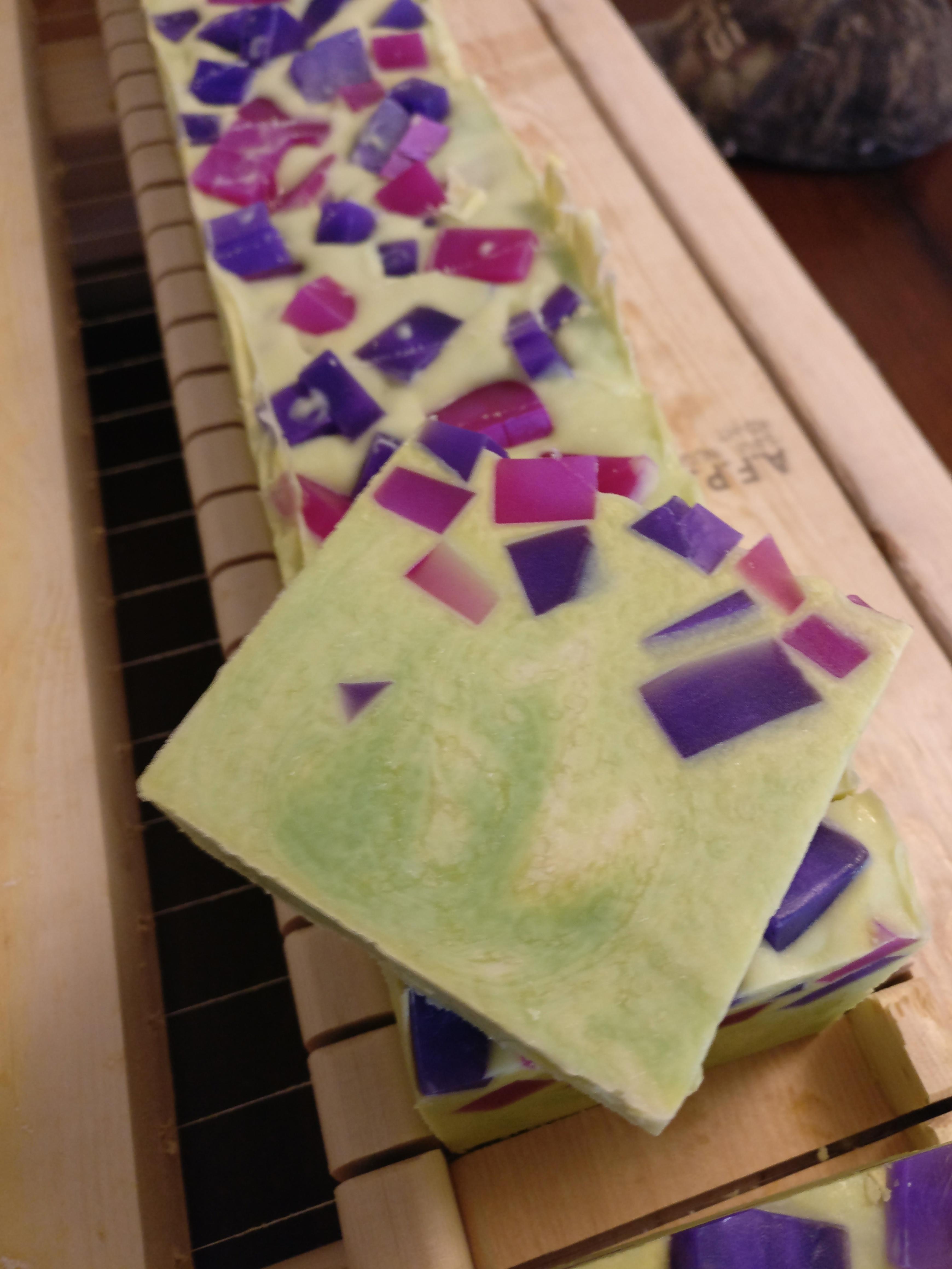 My stained glass sweet pea scented soap! r/soapmaking