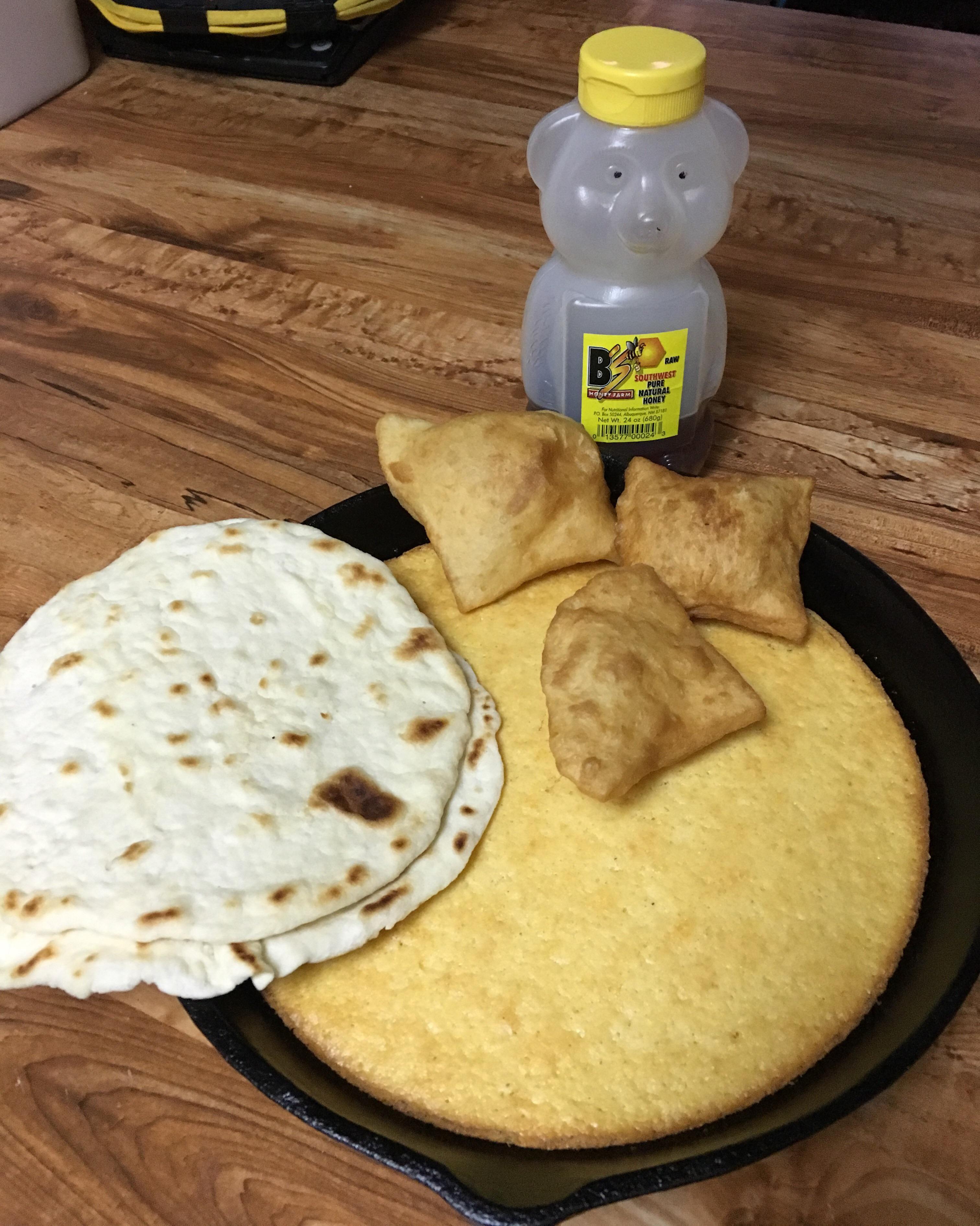 When the South meets the Southwest! Homemade cornbread, flour tortillas