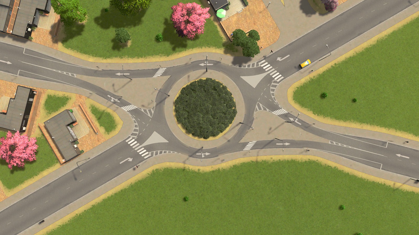 Pretty proud of this small roundabout. r/CitiesSkylines