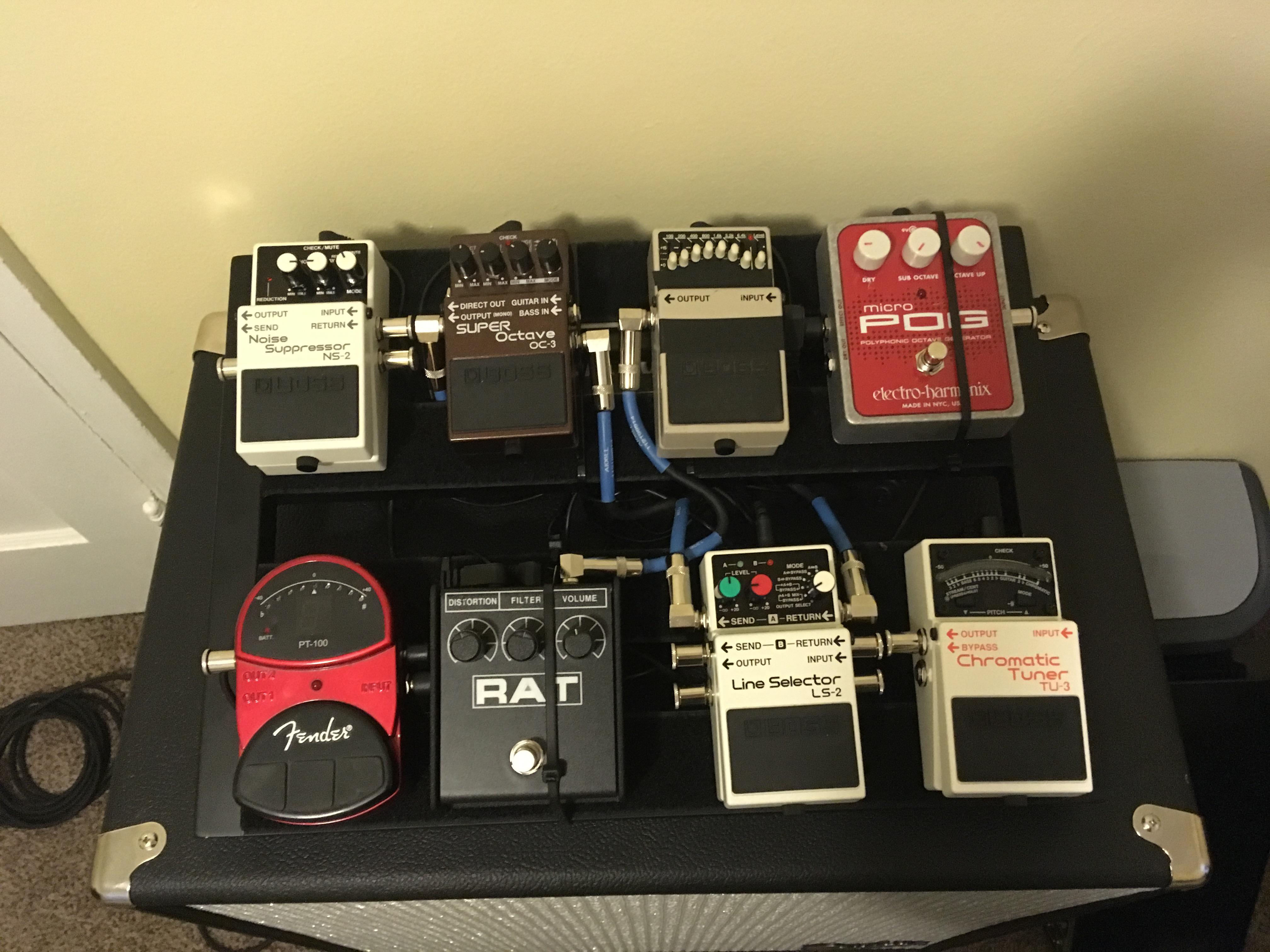 Finally got my bass guitar board all set up! Signal chain in comments