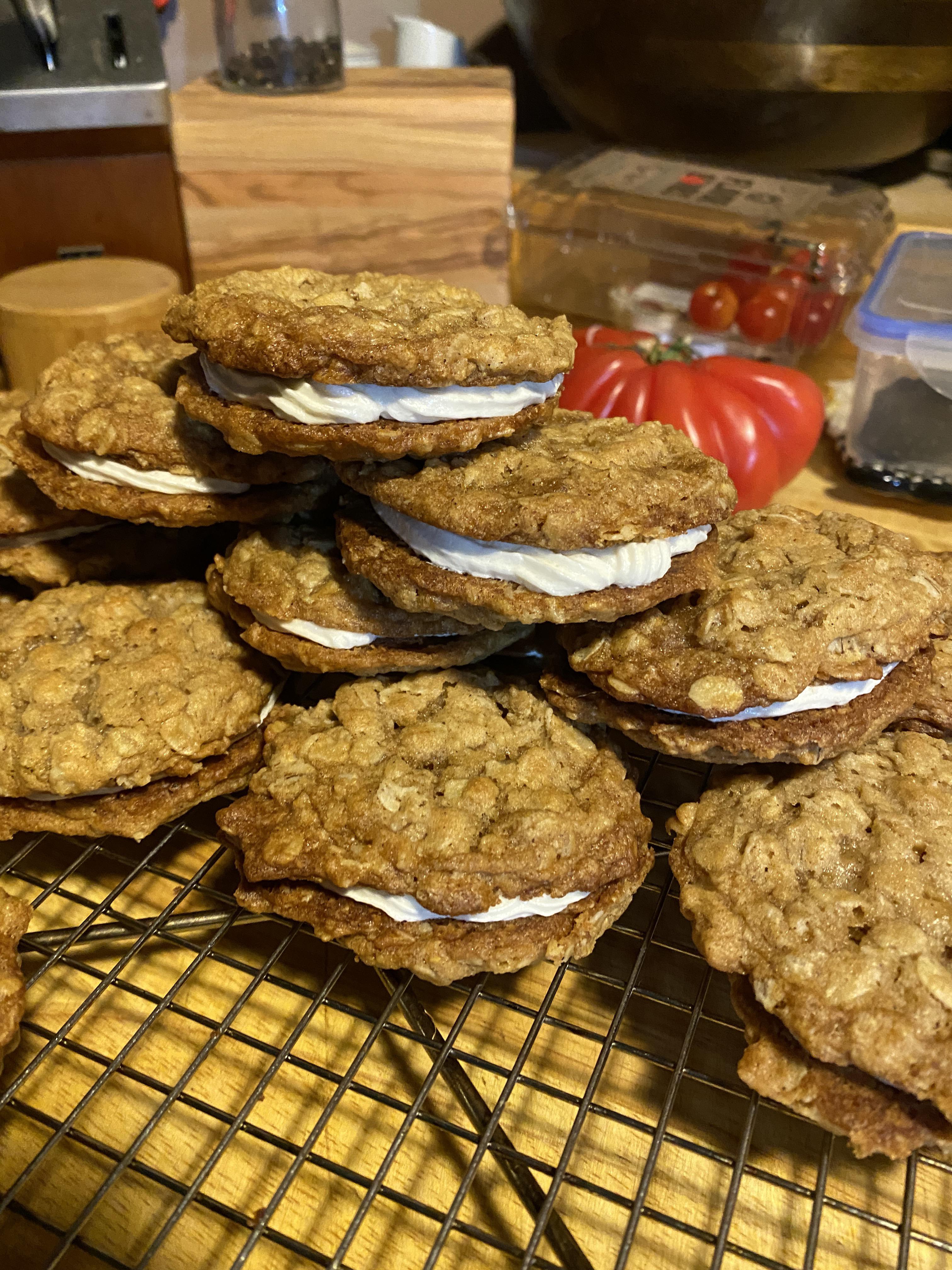 I made oatmeal cream pies Baking