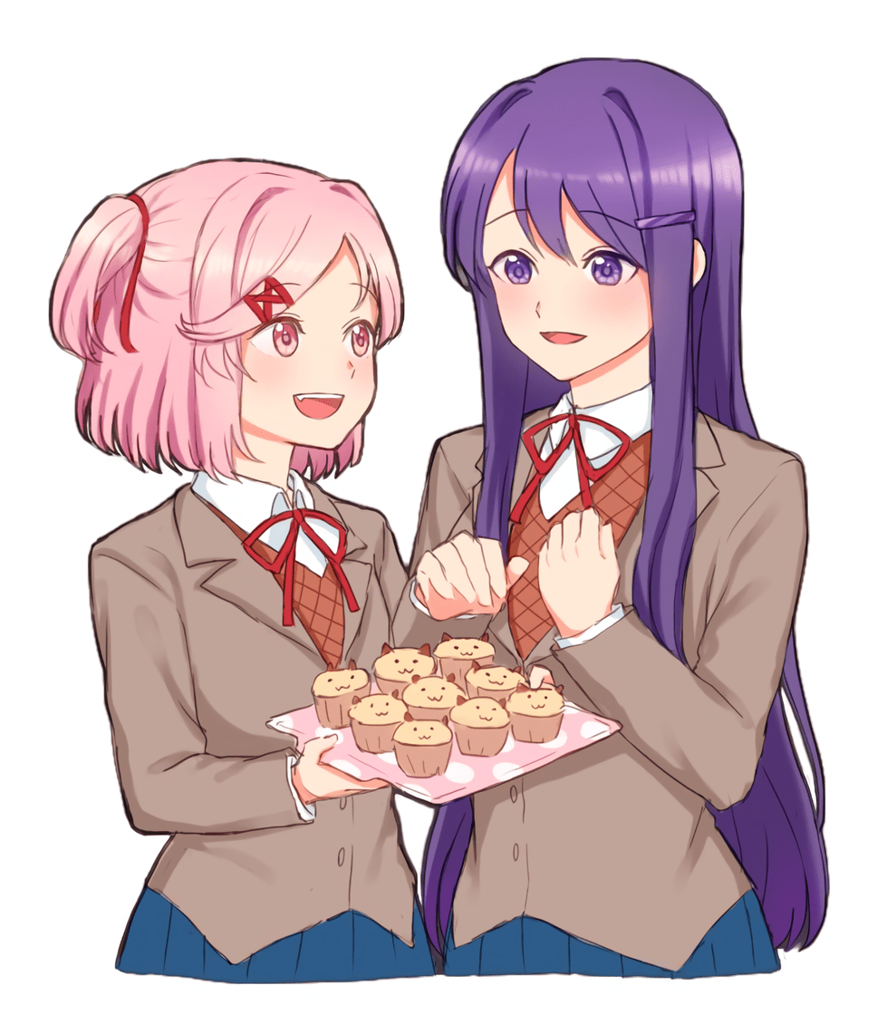 Natsuki offers Yuri her famous kitty cupcakes! (stonerock29 on Twitter