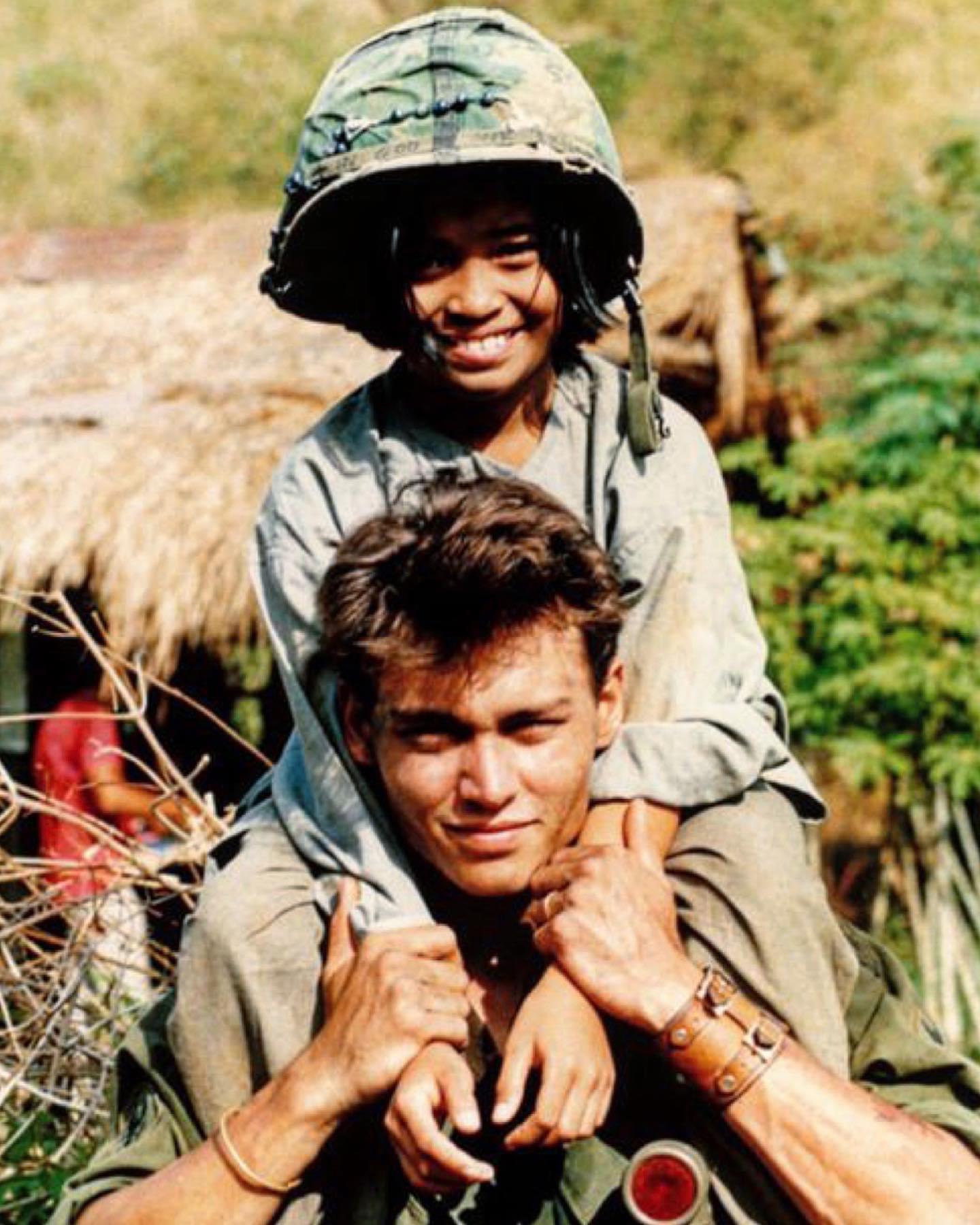 A relatively unknown Johnny Depp having fun with the locals on the set