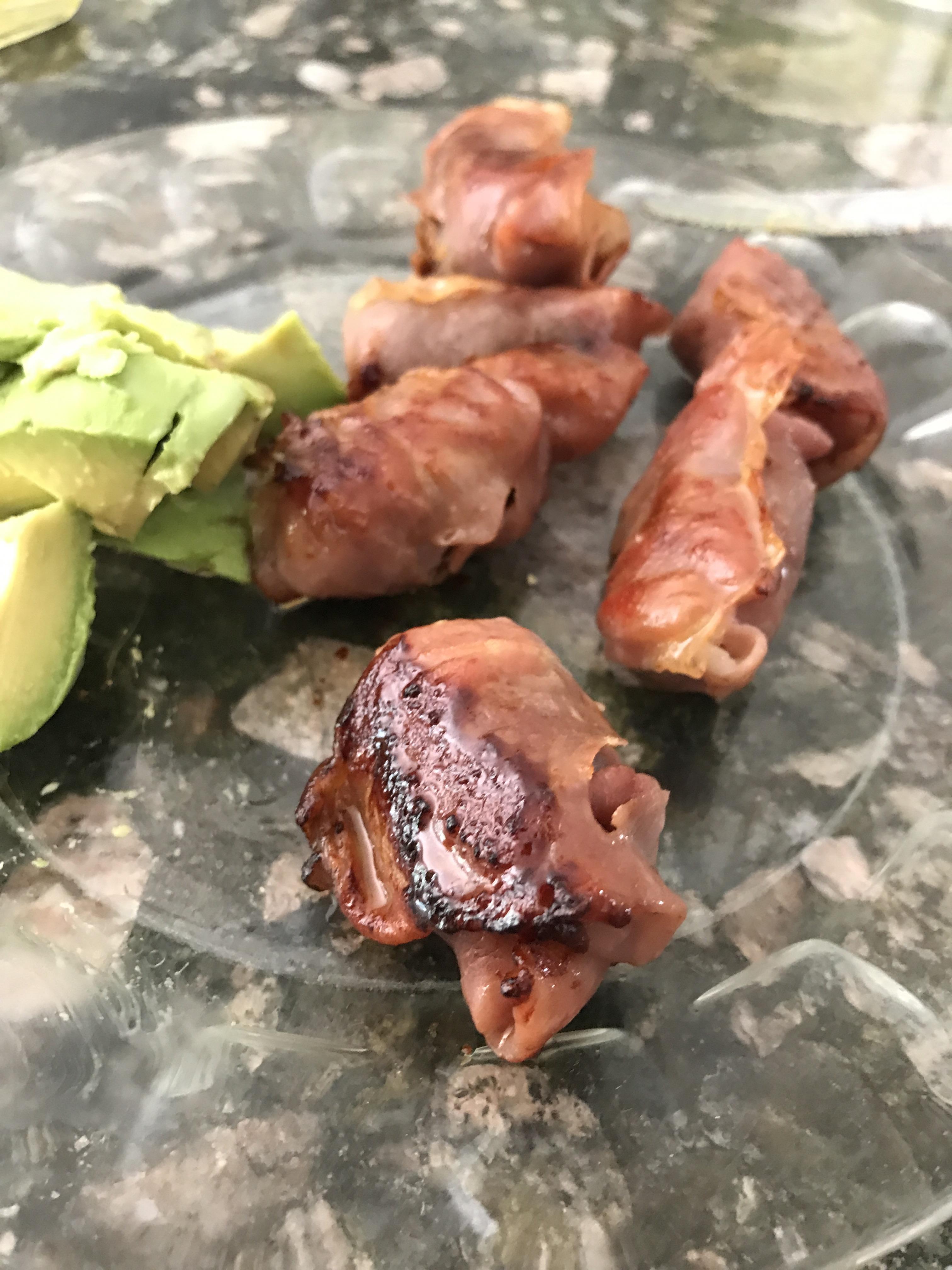 I call these my keto dumplings. Pulled pork wrapped in prosciutto