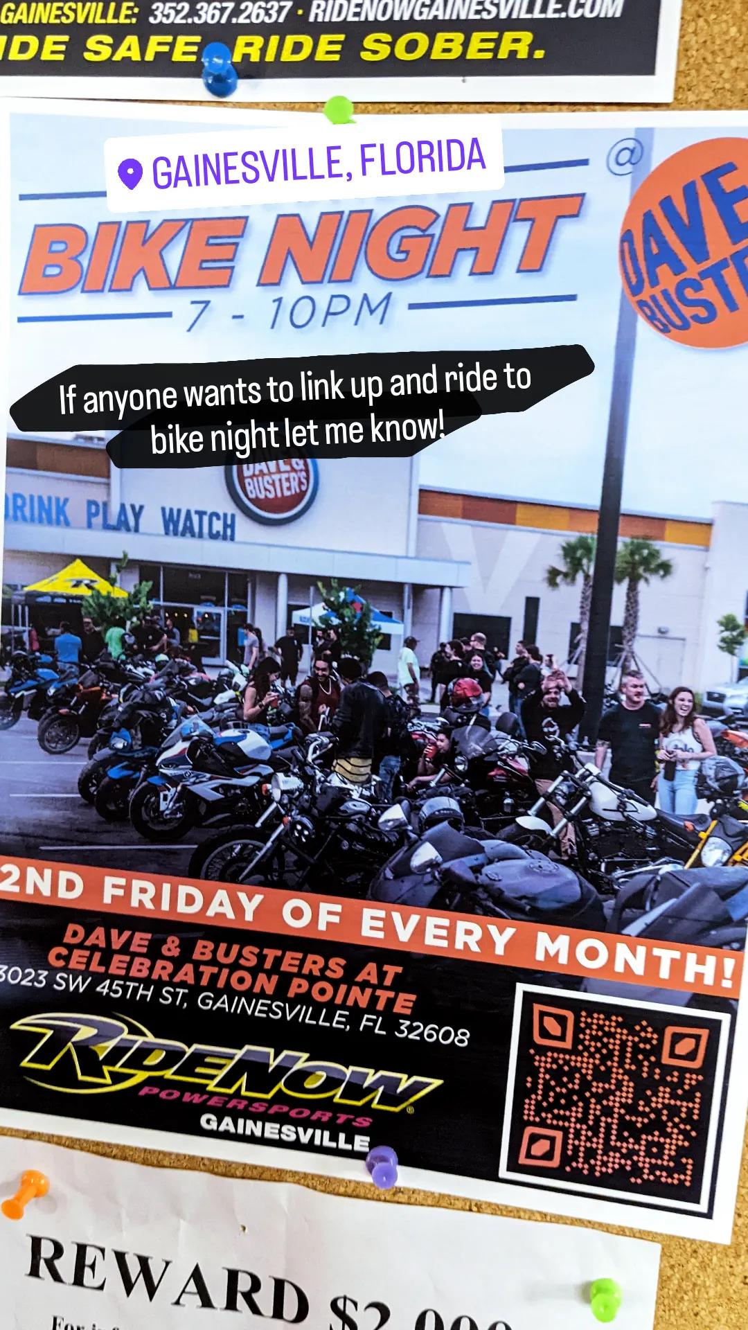 BIKE NIGHT So I'm new to Gainesville and looking to link up with some Groms or Monkeys, bike