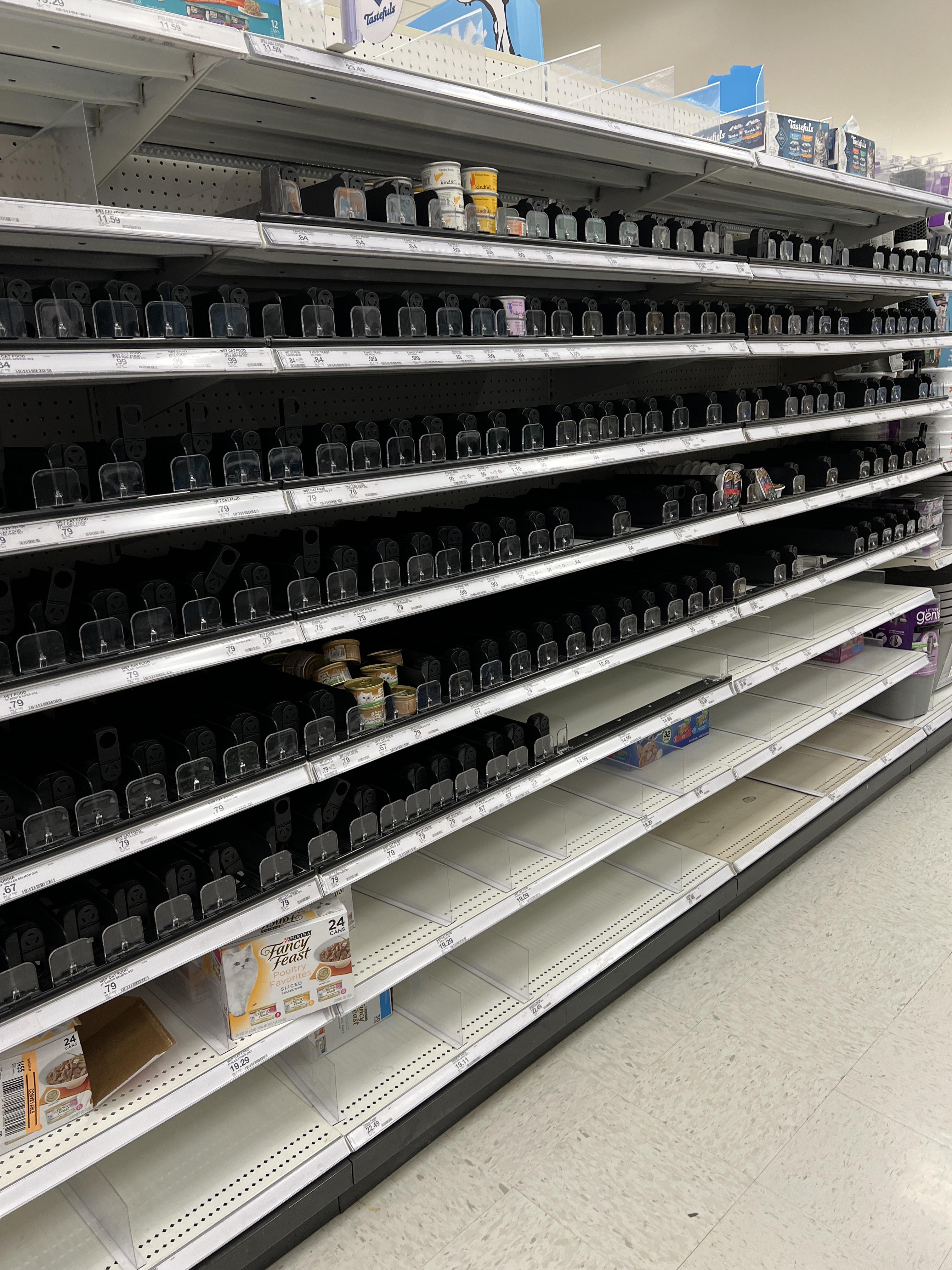 Is there a shortage on cat food? I usually buy friskies and no where