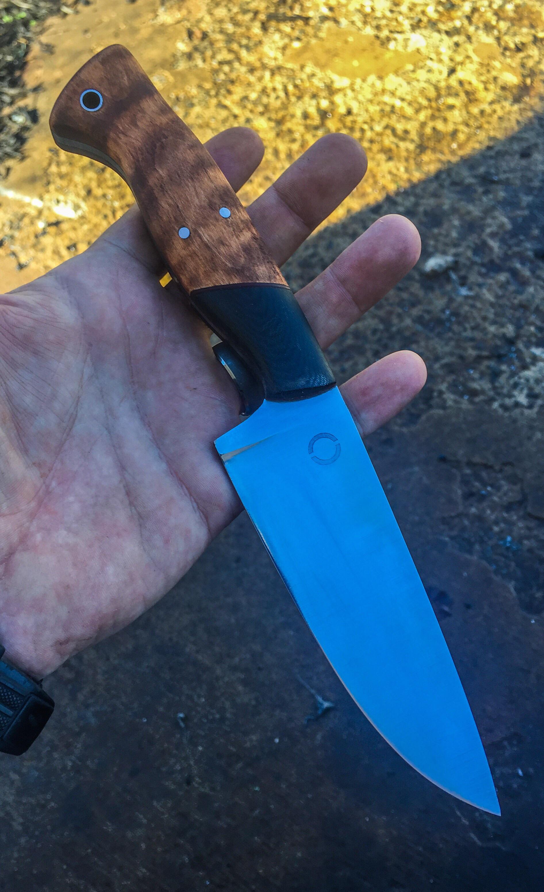How do you guys like this one? 5” blade in 1084. Micarta bolsters, dyed