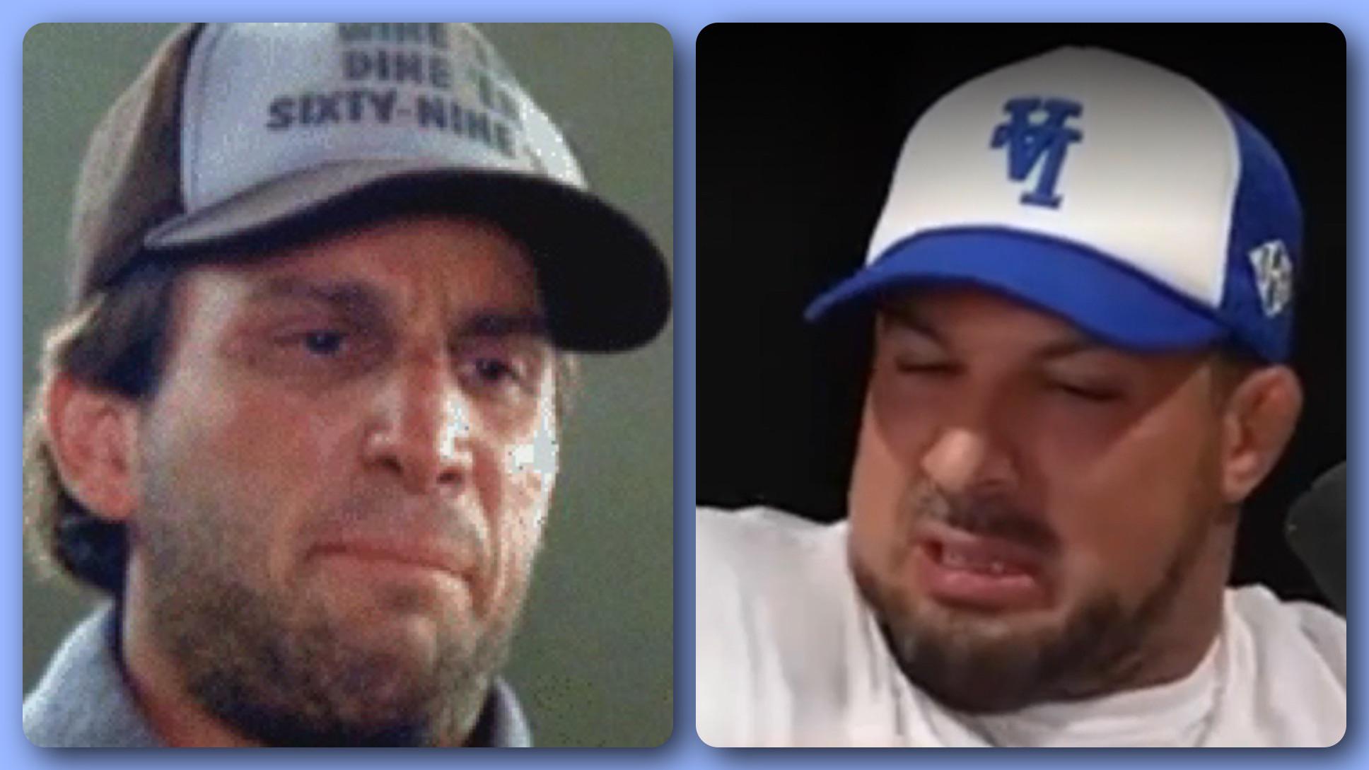 Barndon is morphing into the character, Sea Bass from the movie, "Dumb