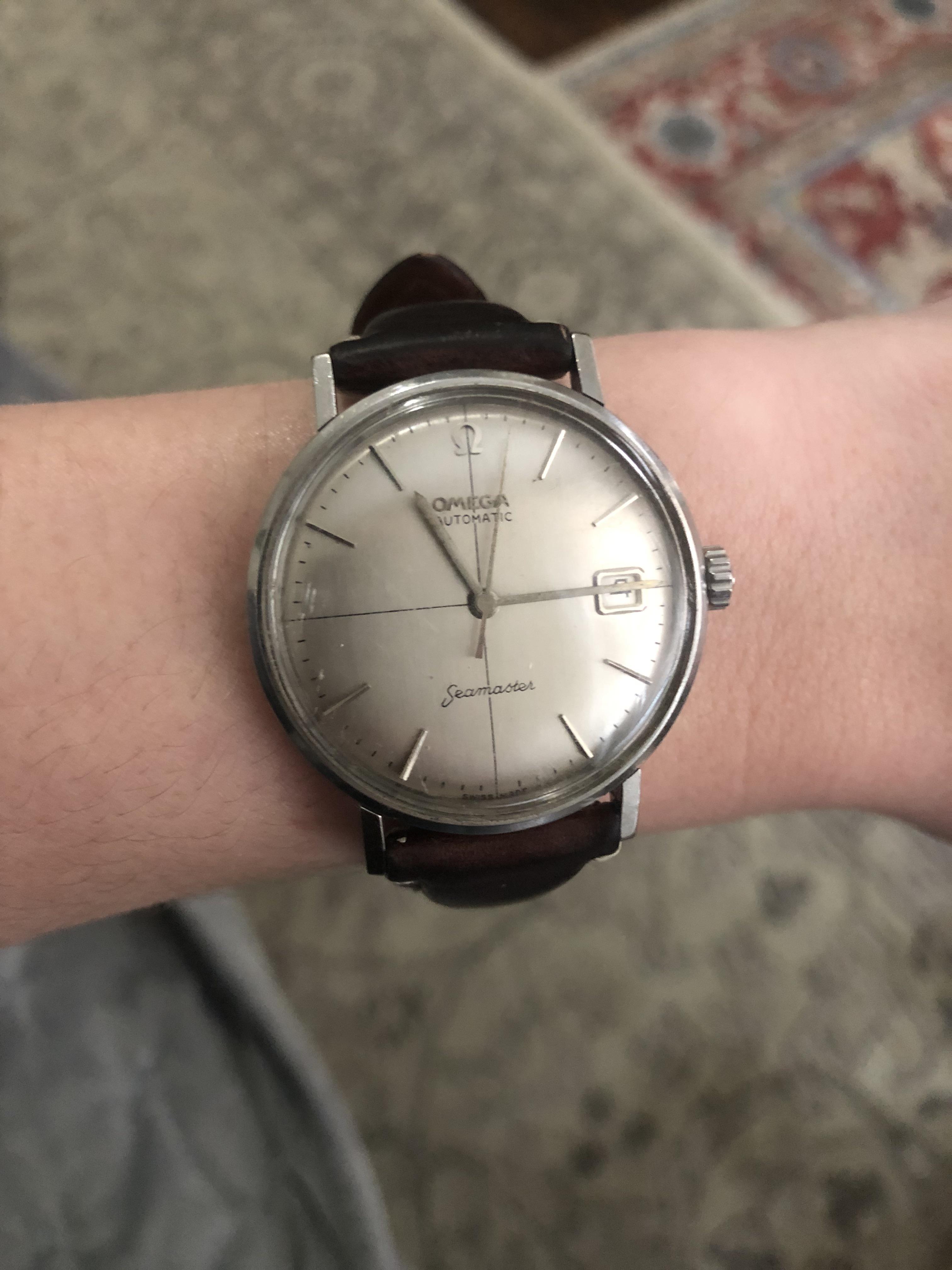 [Omega Seamaster] found inside a safe built into a fireplace. Worth