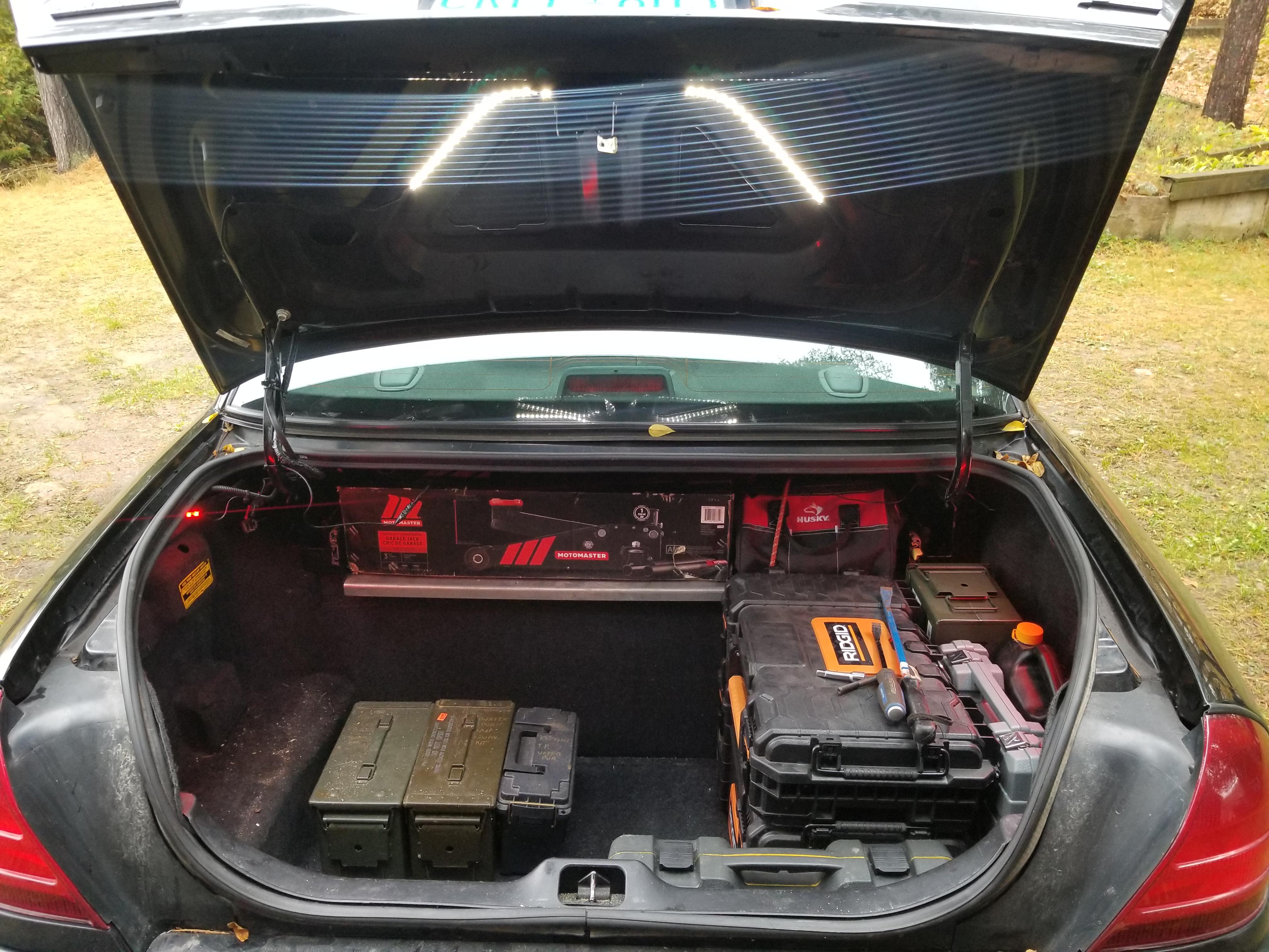 Upgraded the lighting in my trunk and did some organizing. r